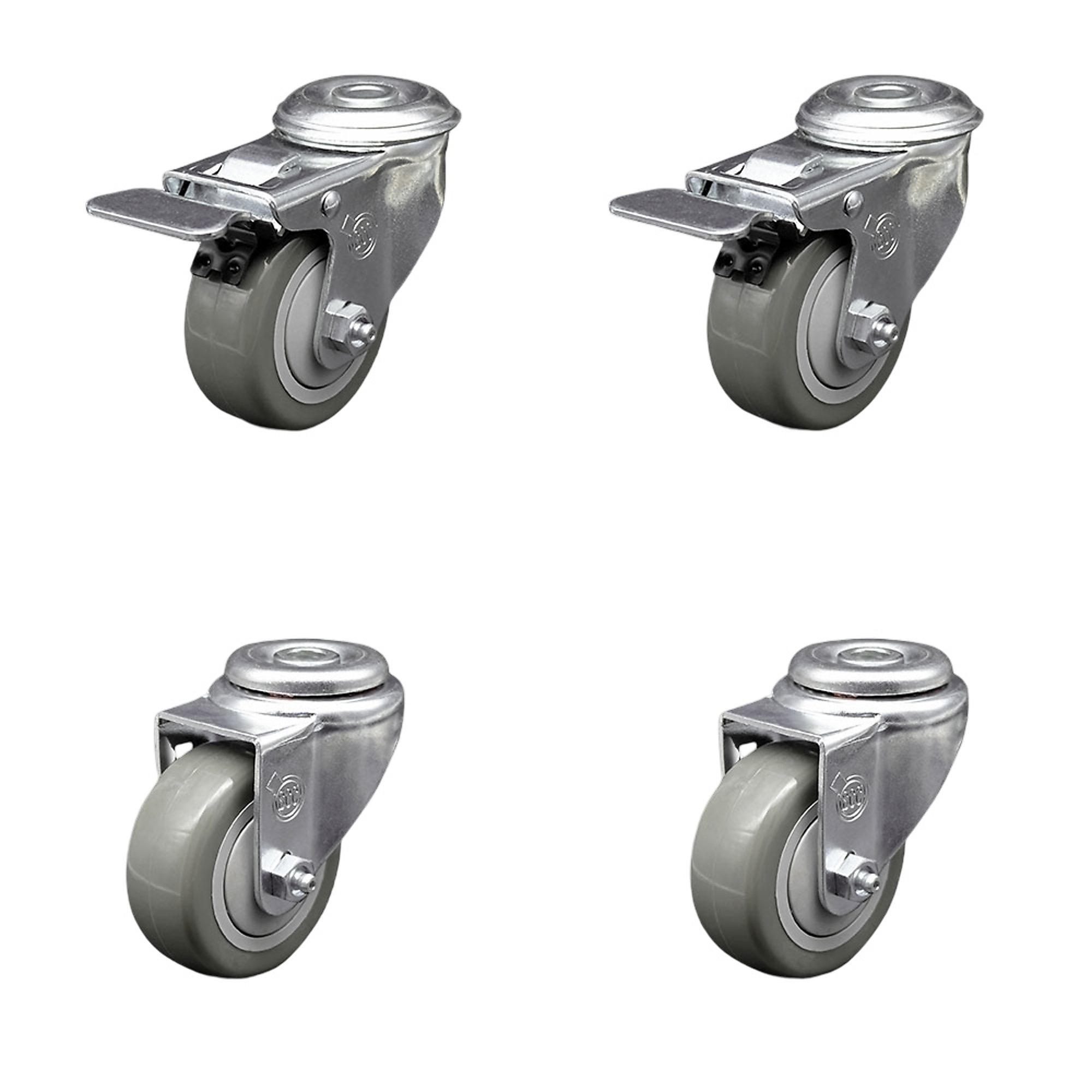 Service Caster, 3 1/2Inch x 1 1/4Inch Stem Casters, Wheel Diameter 3.5 in, Caster Type Swivel, Package (qty.) 4, Model SCC-BHTTL20S3514-PPUB-2-S-2