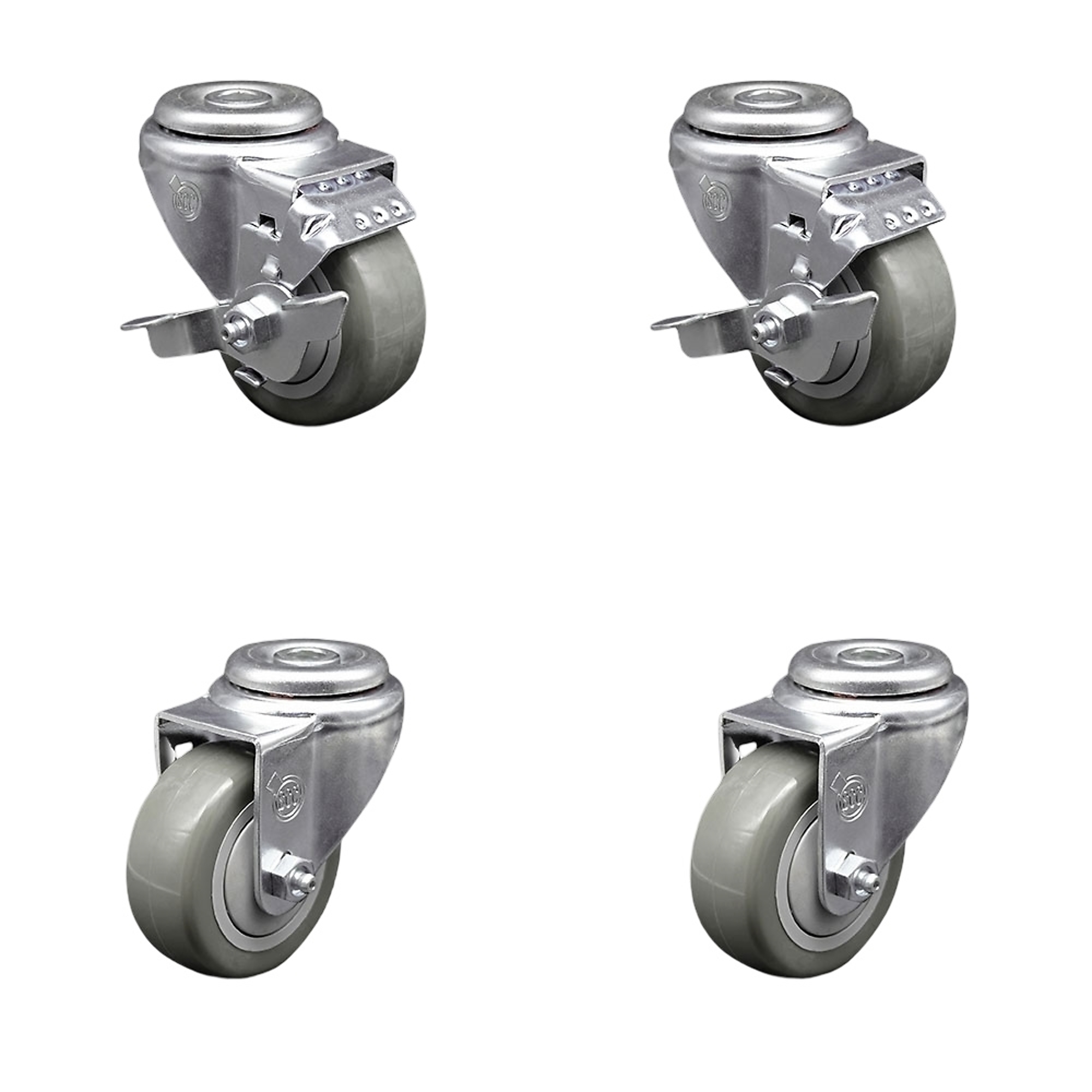 Service Caster, 3 1/2Inch x 1 1/4Inch Stem Casters, Wheel Diameter 3.5 in, Caster Type Swivel, Package (qty.) 4, Model SCC-BH20S3514-PPUB-TLB-2-S-2