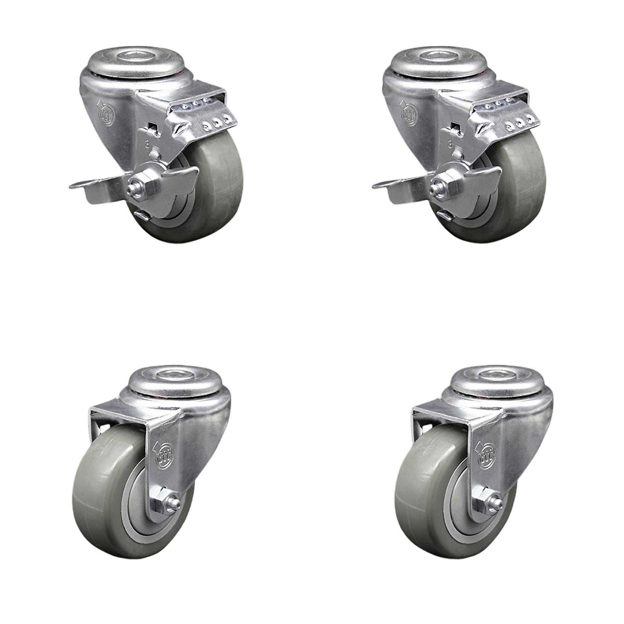 Service Caster, 3Inch x 1 1/4Inch Stem Casters, Wheel Diameter 3 in, Caster Type Swivel, Package (qty.) 4, Model SCC-BH20S314-PPUB-TLB-2-S-2