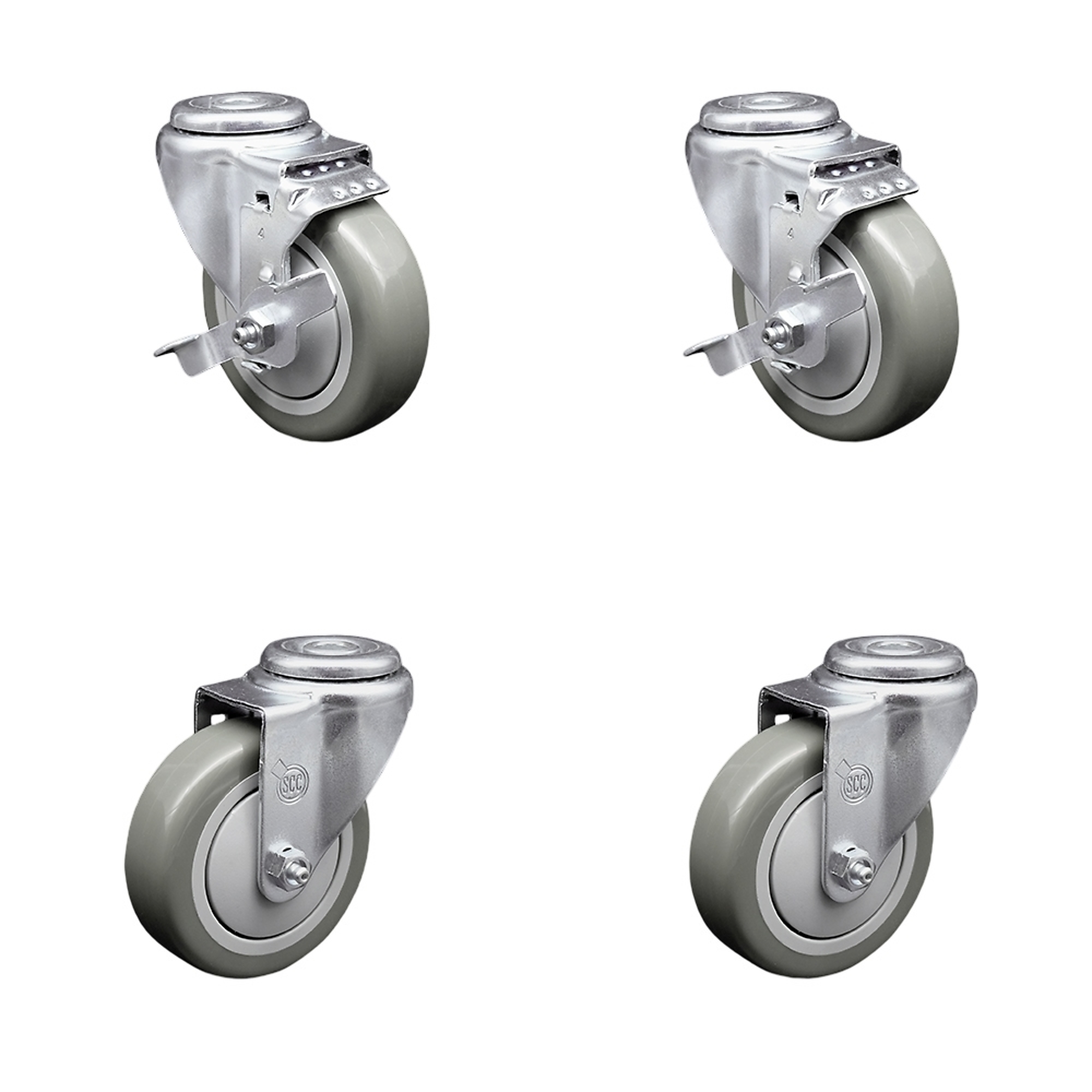 Service Caster, 4Inch x 1 1/4Inch Stem Casters, Wheel Diameter 4 in, Caster Type Swivel, Package (qty.) 4, Model SCC-BH20S414-PPUB-TLB-2-S-2