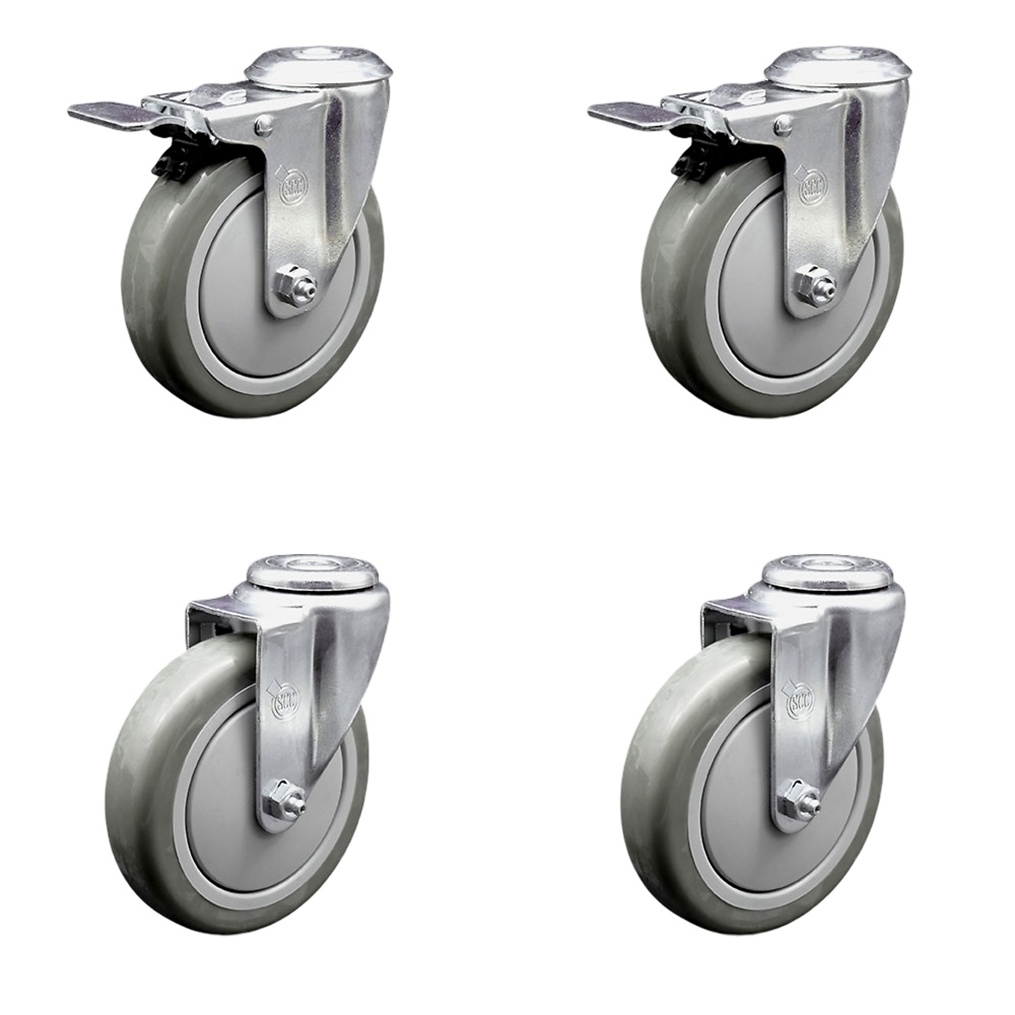 Service Caster, 5Inch x 1 1/4Inch Stem Casters, Wheel Diameter 5 in, Caster Type Swivel, Package (qty.) 4, Model SCC-BHTTL20S514-PPUB-2-S-2