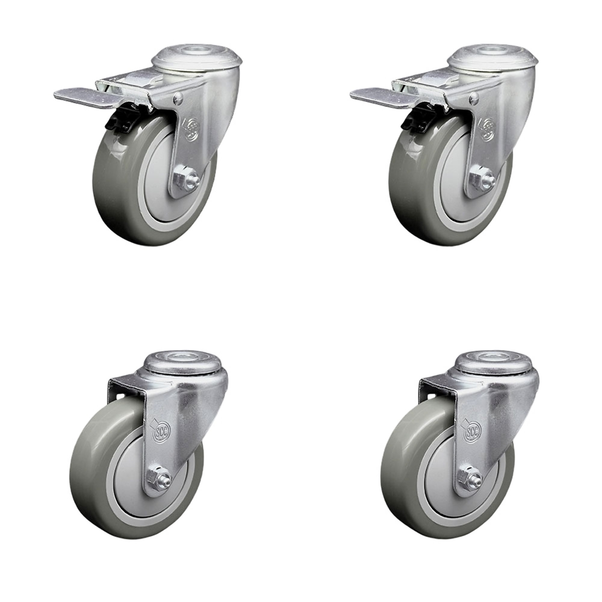 Service Caster, 4Inch x 1 1/4Inch Stem Casters, Wheel Diameter 4 in, Caster Type Swivel, Package (qty.) 4, Model SCC-BHTTL20S414-PPUB-2-S-2