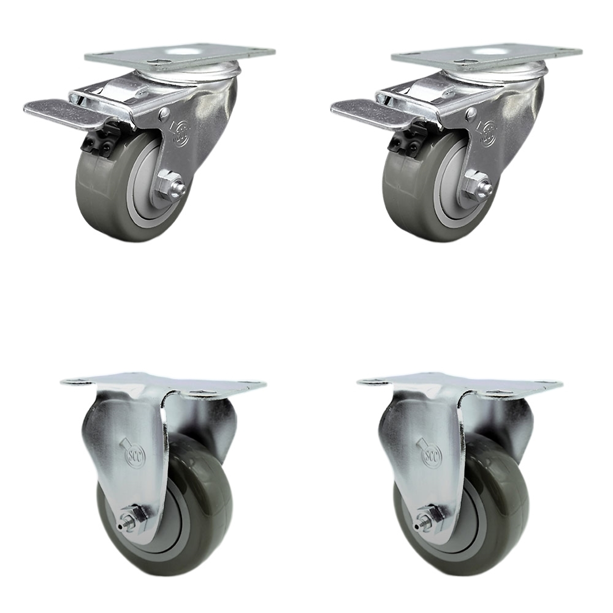 Service Caster, 3Inch x 1 1/4Inch Stem Casters, Wheel Diameter 3 in, Caster Type Swivel, Package (qty.) 4, Model SCC-SSTTL20S314-PPUB-2-R-2