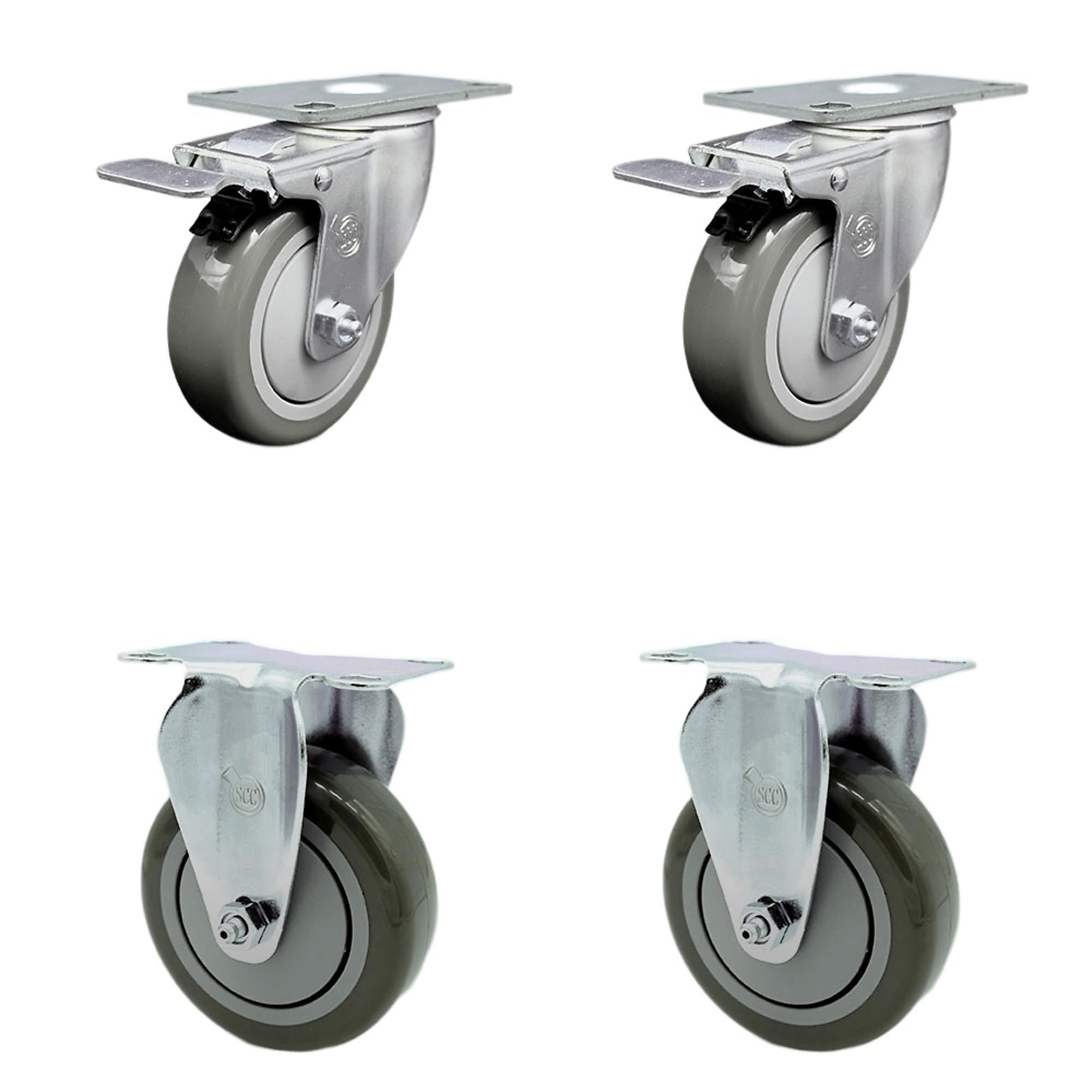 Service Caster, 4Inch x 1 1/4Inch Stem Casters, Wheel Diameter 4 in, Caster Type Swivel, Package (qty.) 4, Model SCC-SSTTL20S414-PPUB-2-R-2