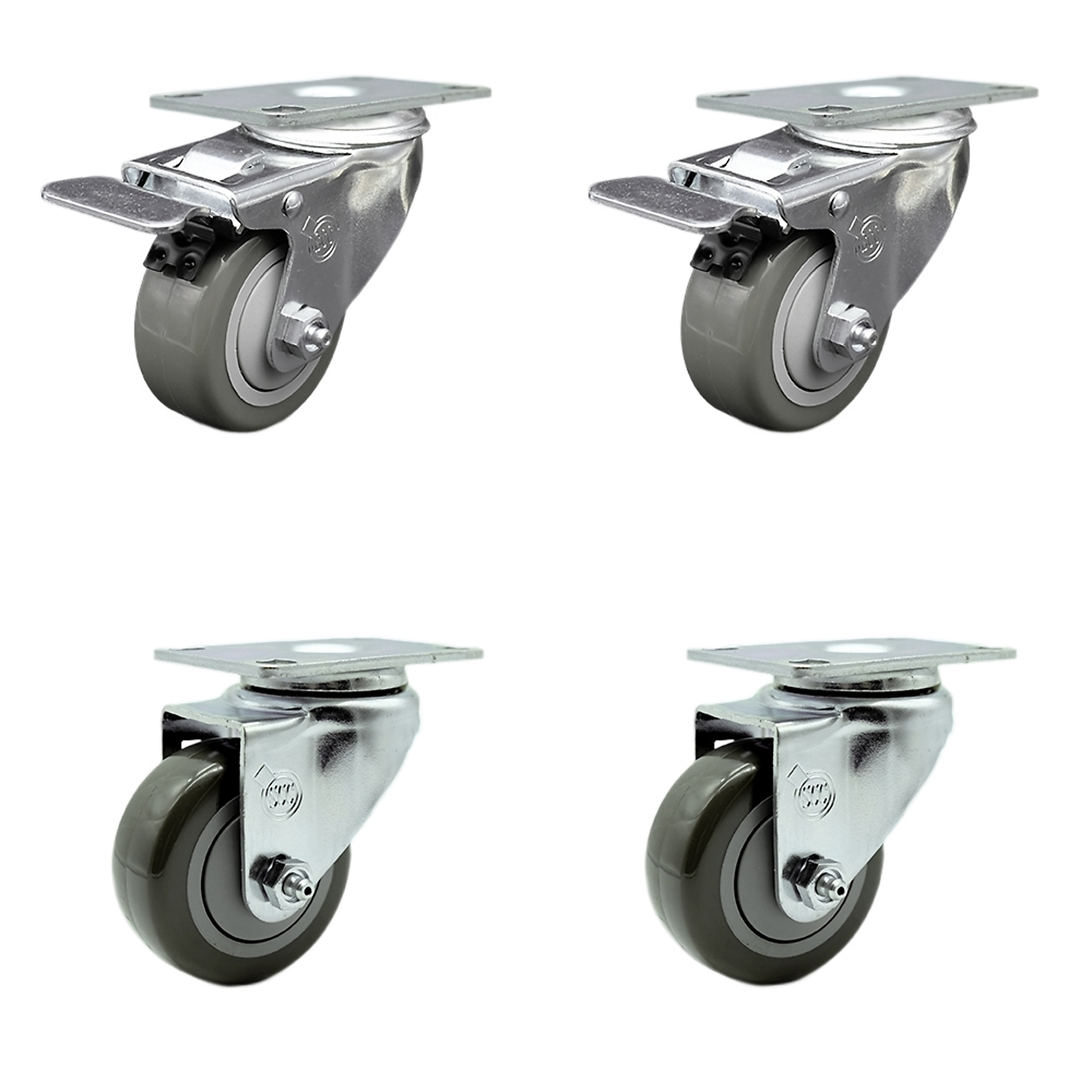 Service Caster, 3Inch x 1 1/4Inch Stem Casters, Wheel Diameter 3 in, Caster Type Swivel, Package (qty.) 4, Model SCC-TTL20S314-PPUB-2-S-2