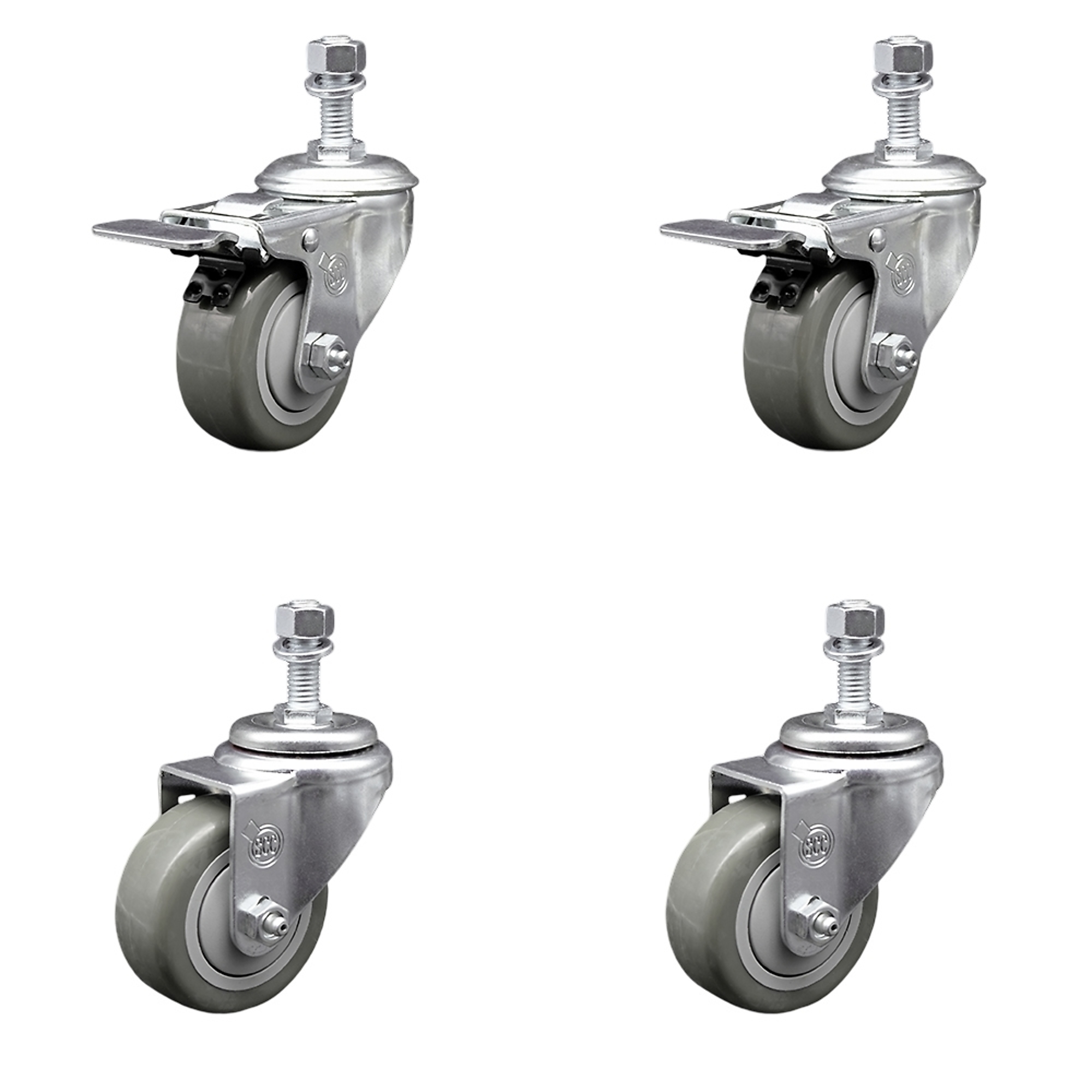 Service Caster, 3 1/2Inch x 1 1/4Inch Stem Casters, Wheel Diameter 3.5 in, Caster Type Swivel, Package (qty.) 4, Model SCC-TSTTL20S3514-PPUB-121315-2-