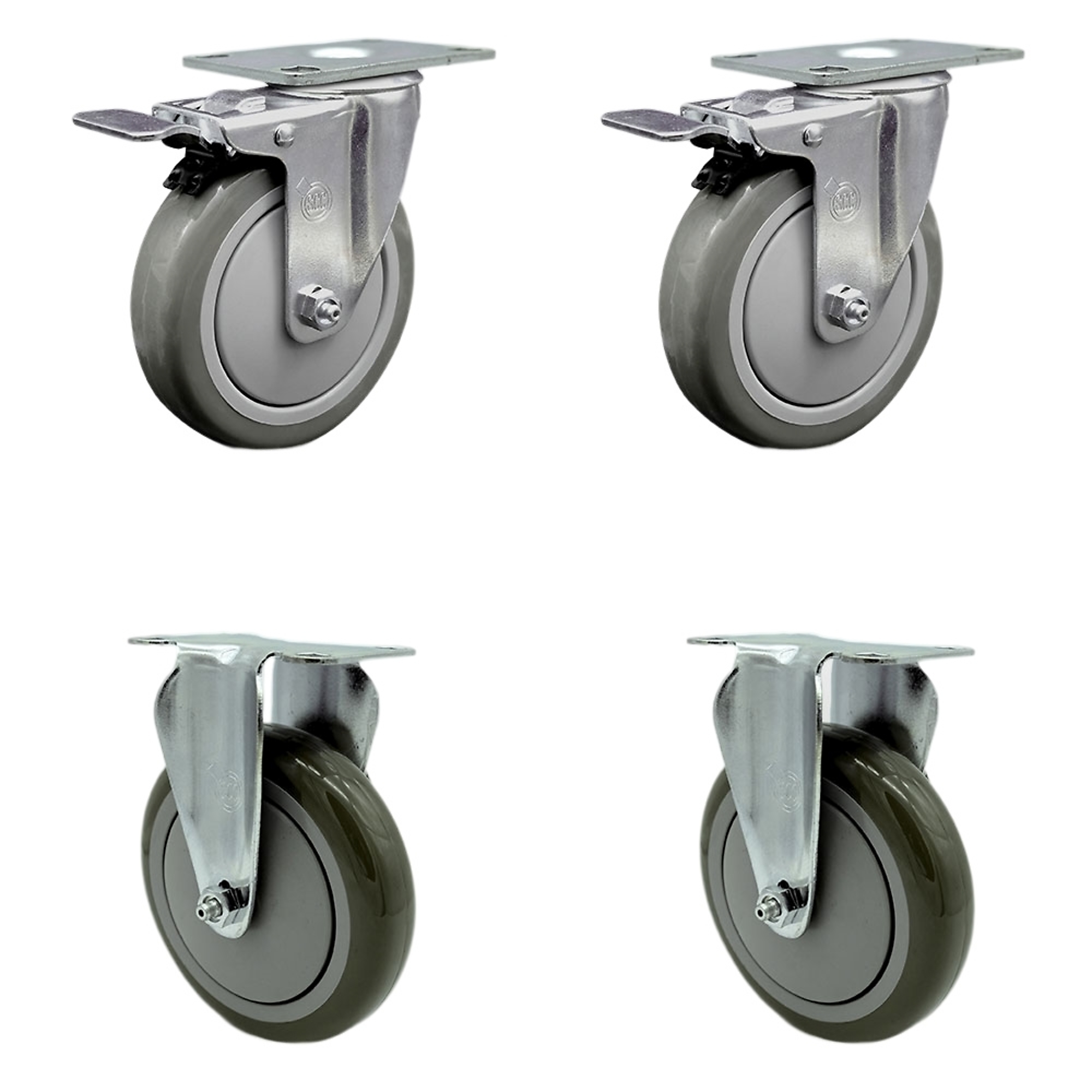 Service Caster, 5Inch x 1 1/4Inch Stem Casters, Wheel Diameter 5 in, Caster Type Swivel, Package (qty.) 4, Model SCC-SSTTL20S514-PPUB-2-R-2