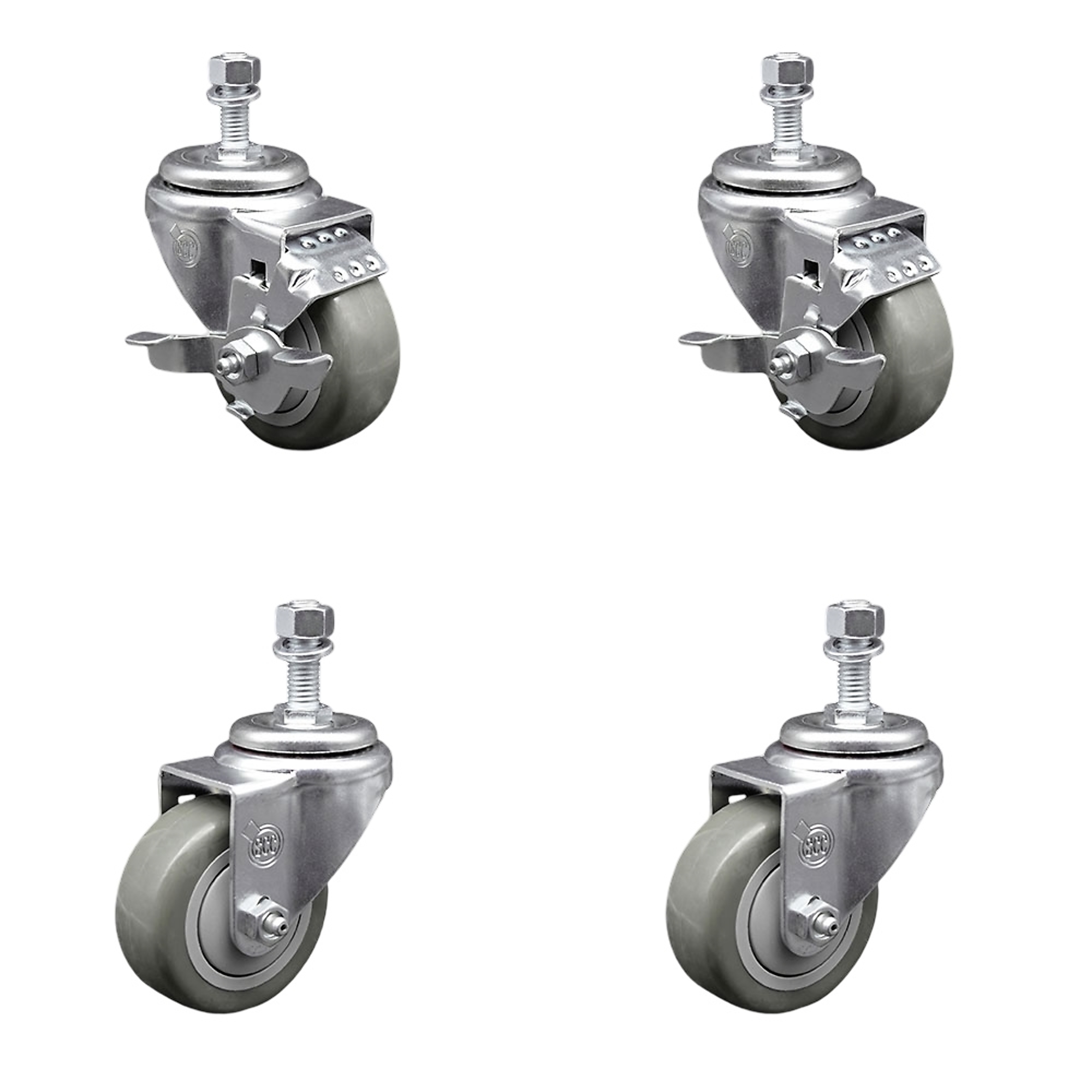 Service Caster, 3 1/2Inch x 1 1/4Inch Stem Casters, Wheel Diameter 3.5 in, Caster Type Swivel, Package (qty.) 4, Model SCC-TS20S3514-PPUB-TLB-121315-2