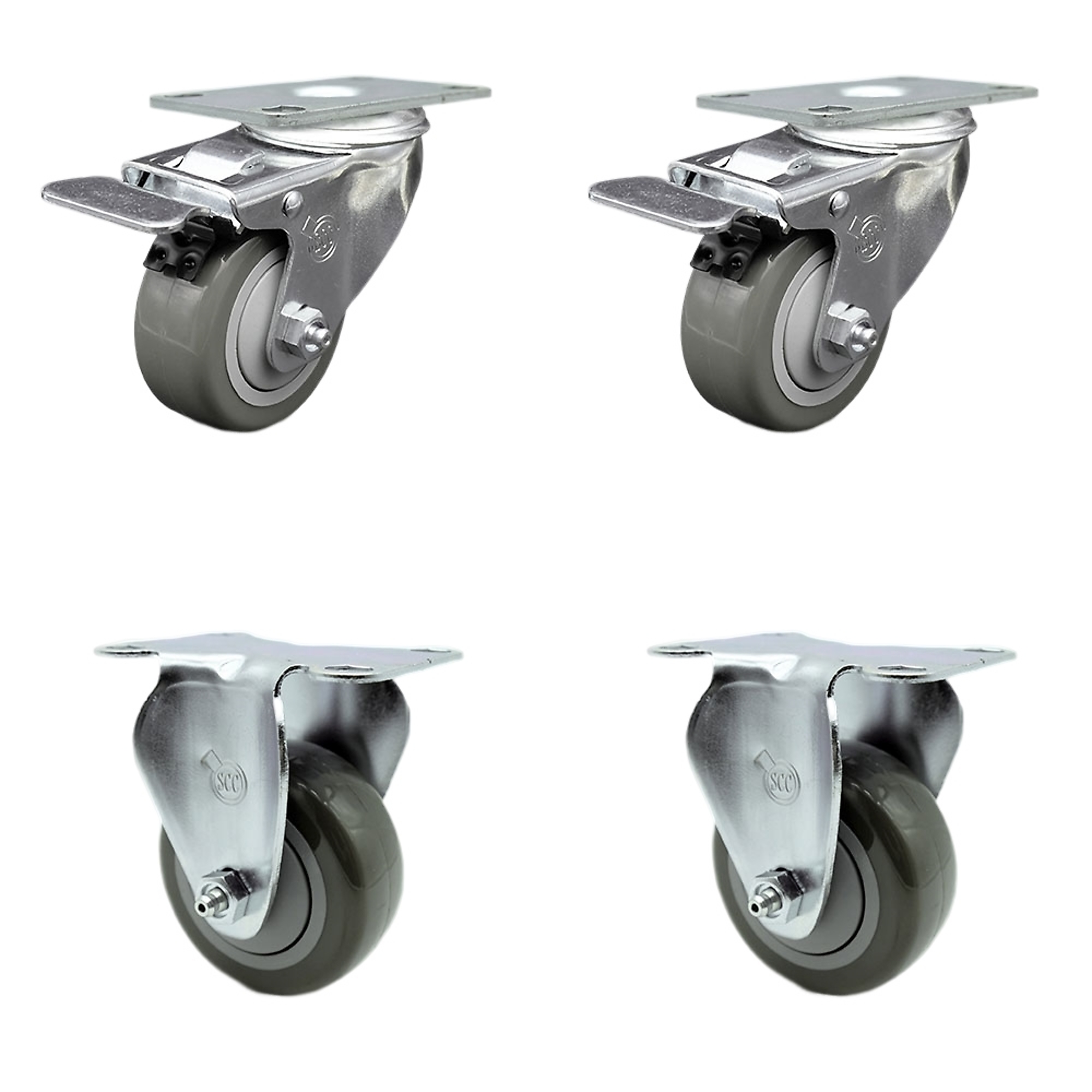 Service Caster, 3Inch x 1 1/4Inch Stem Casters, Wheel Diameter 3 in, Caster Type Swivel, Package (qty.) 4, Model SCC-TTL20S314-PPUB-2-R-2