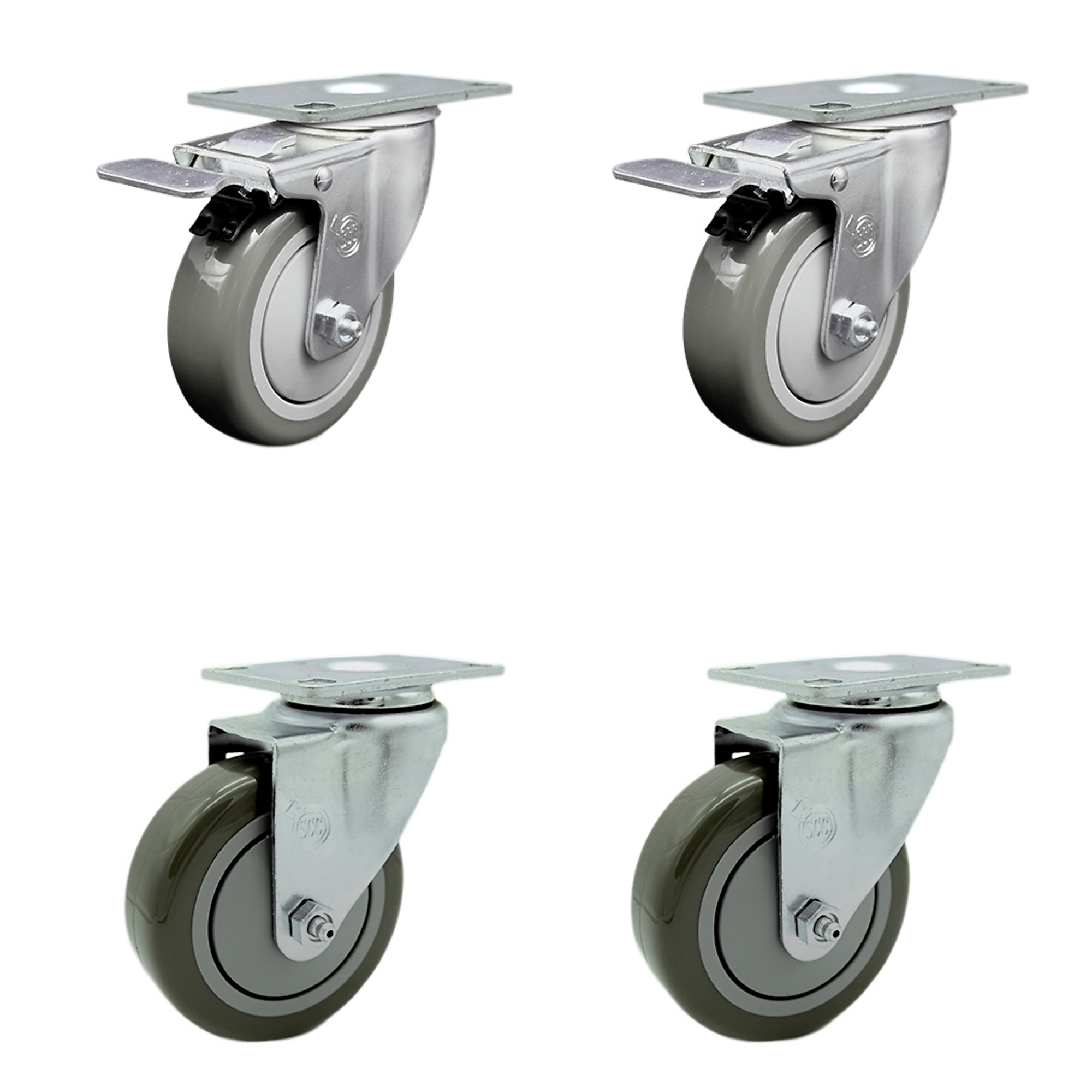 Service Caster, 4Inch x 1 1/4Inch Stem Casters, Wheel Diameter 4 in, Caster Type Swivel, Package (qty.) 4, Model SCC-SSTTL20S414-PPUB-2-S-2