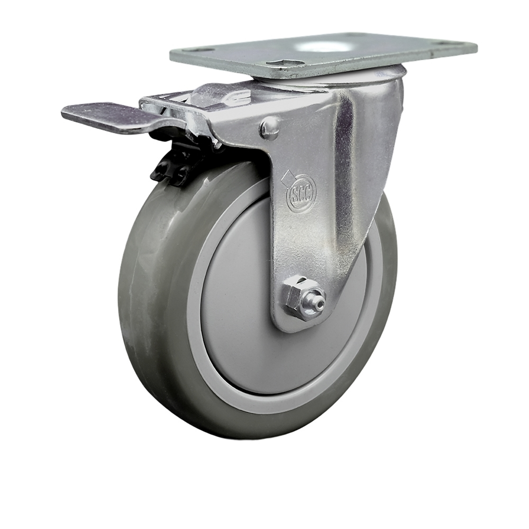 Service Caster, 5Inch x 1 1/4Inch Plate Caster, Wheel Diameter 5 in, Caster Type Swivel, Package (qty.) 1, Model SCC-SSTTL20S514-PPUB