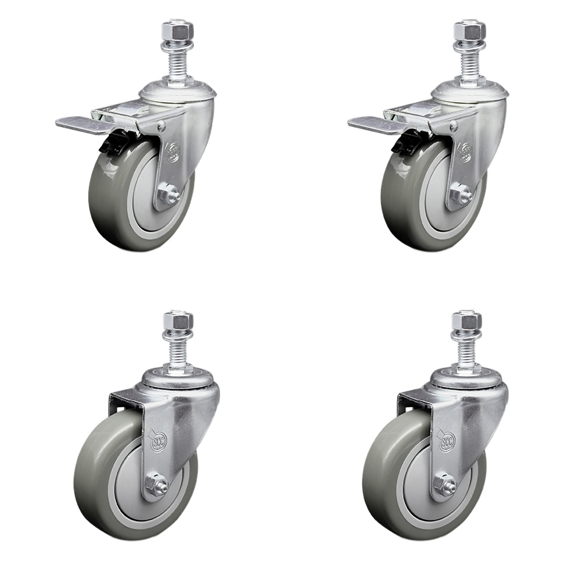 Service Caster, 4Inch x 1 1/4Inch Stem Casters, Wheel Diameter 4 in, Caster Type Swivel, Package (qty.) 4, Model SCC-SSTSTTL20S414-PPUB-121315-2-S-2