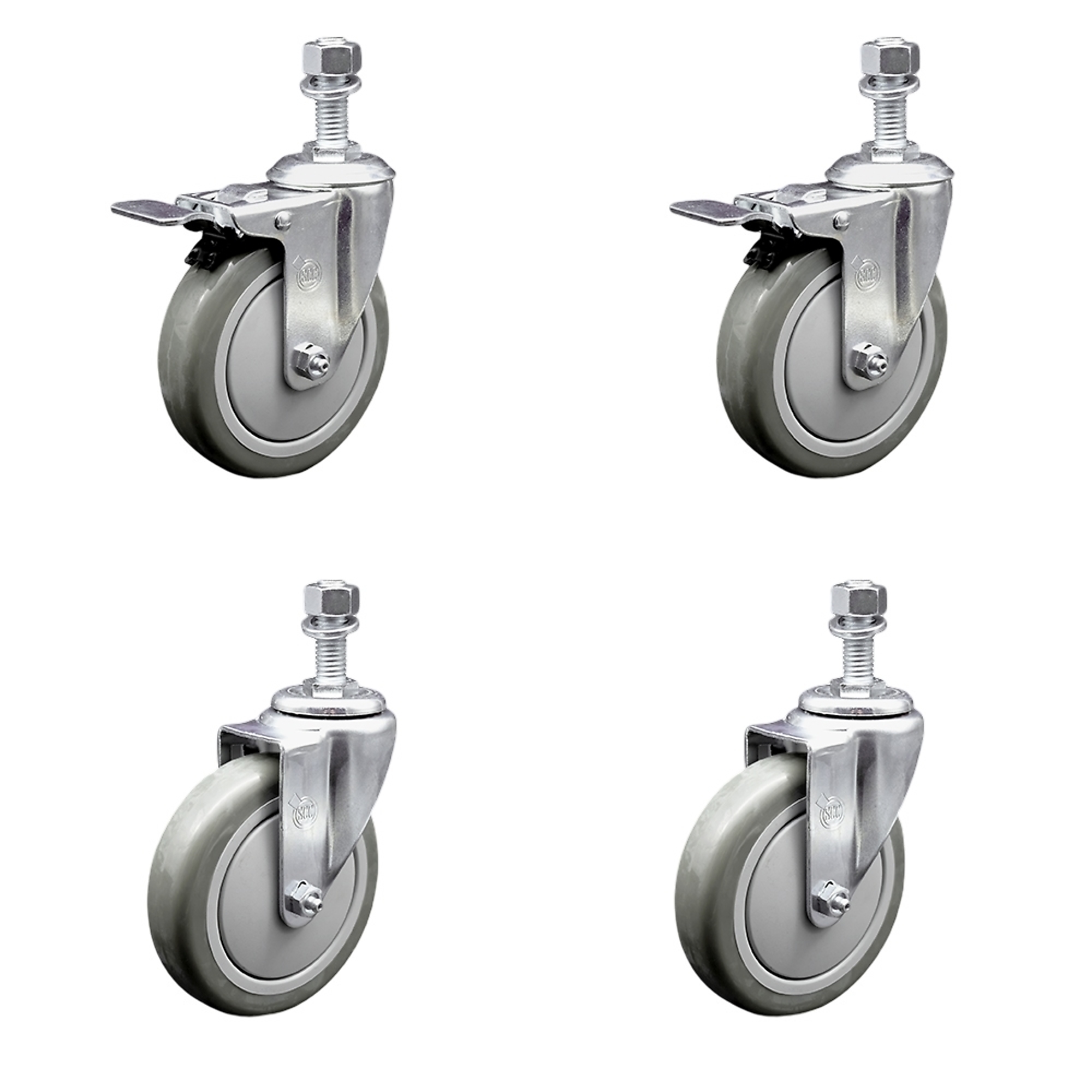 Service Caster, 5Inch x 1 1/4Inch Stem Casters, Wheel Diameter 5 in, Caster Type Swivel, Package (qty.) 4, Model SCC-TSTTL20S514-PPUB-121315-2-S-2