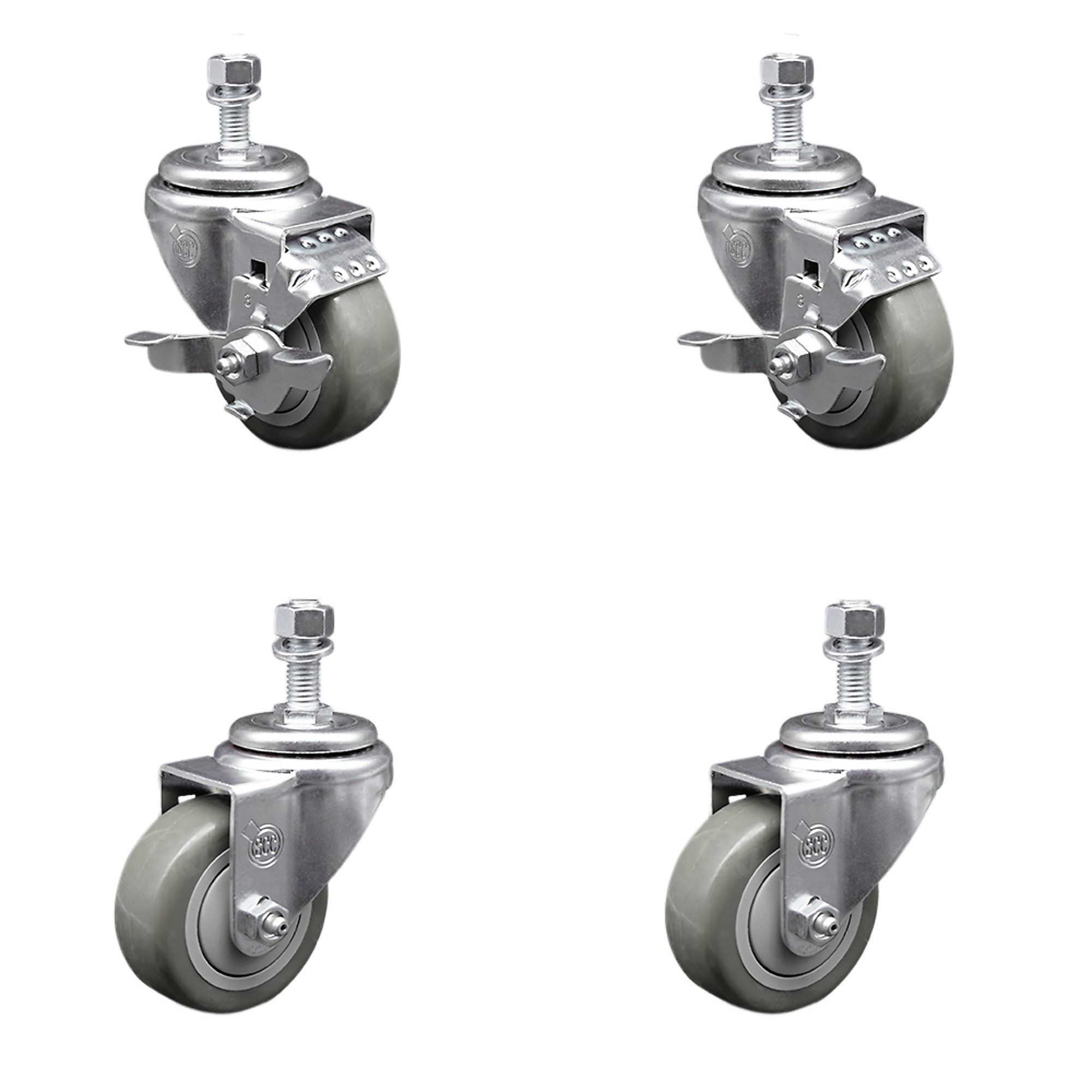 Service Caster, 3 1/2Inch x 1 1/4Inch Stem Casters, Wheel Diameter 3.5 in, Caster Type Swivel, Package (qty.) 4, Model SCC-SSTS20S3514-PPUB-TLB-121315