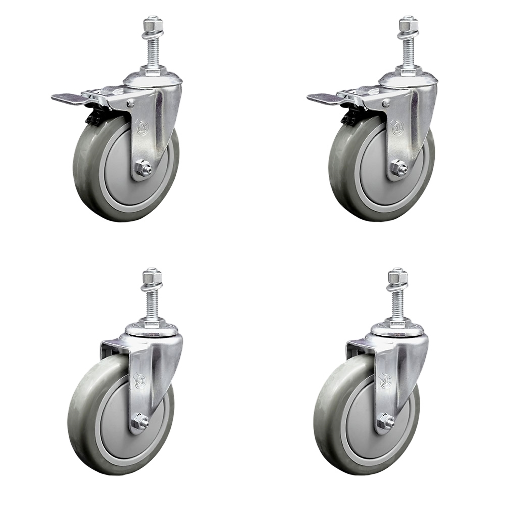 Service Caster, 5Inch x 1 1/4Inch Stem Casters, Wheel Diameter 5 in, Caster Type Swivel, Package (qty.) 4, Model SCC-TSTTL20S514-PPUB-381615-2-S-2