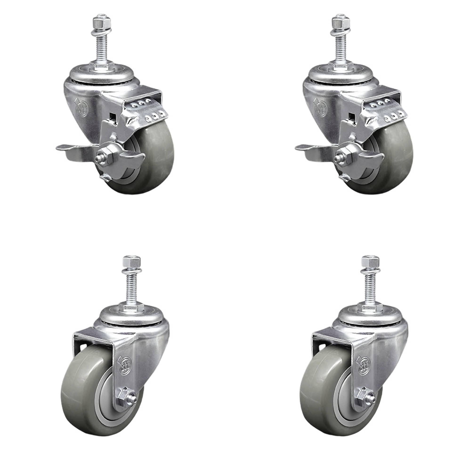 Service Caster, 3 1/2Inch x 1 1/4Inch Stem Casters, Wheel Diameter 3.5 in, Caster Type Swivel, Package (qty.) 4, Model SCC-TS20S3514-PPUB-TLB-381615-2