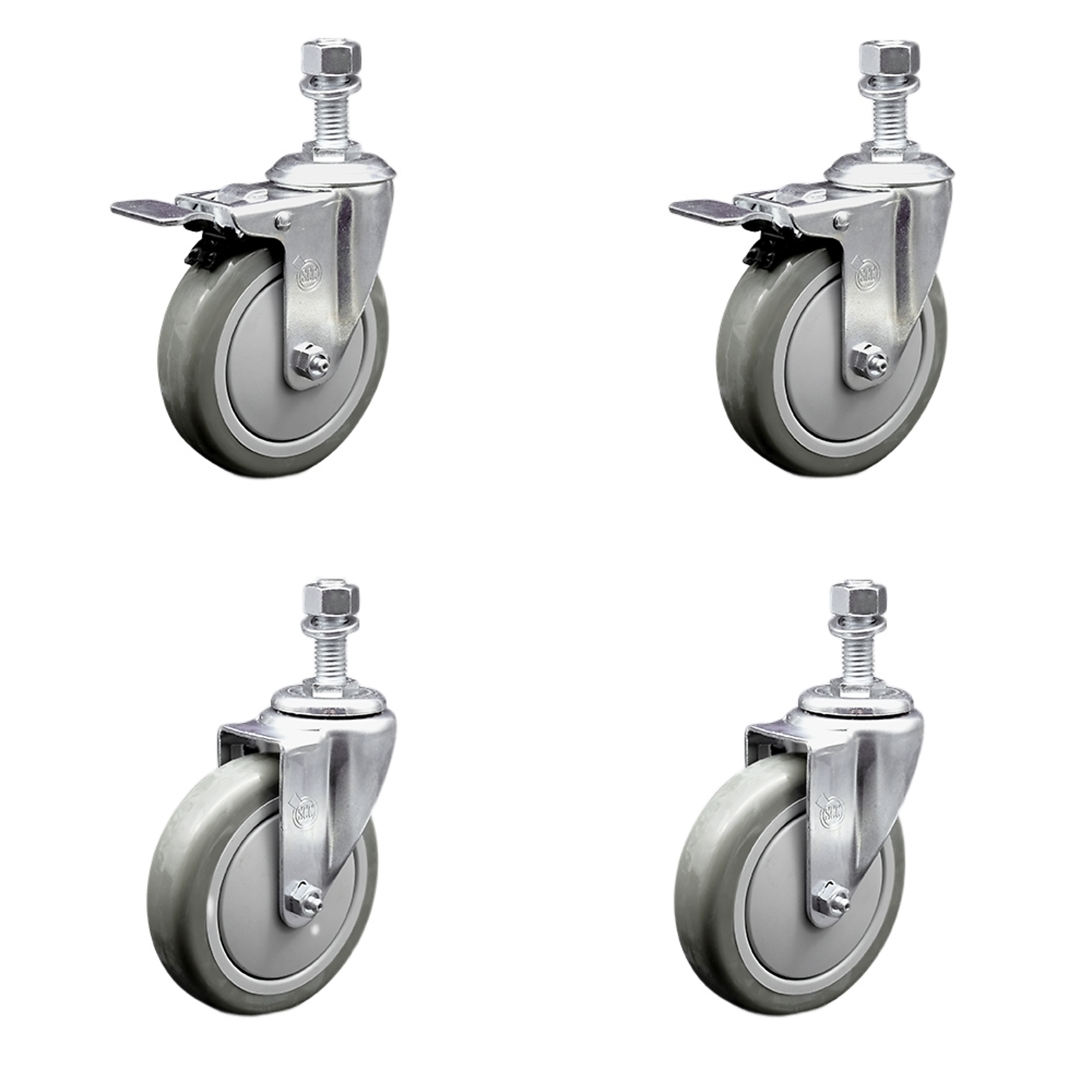 Service Caster, 5Inch x 1 1/4Inch Stem Casters, Wheel Diameter 5 in, Caster Type Swivel, Package (qty.) 4, Model SCC-SSTSTTL20S514-PPUB-121315-2-S-2