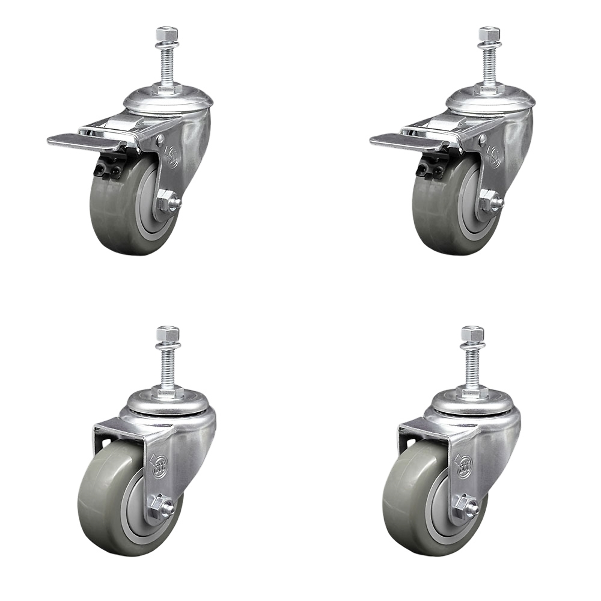 Service Caster, 3 1/2Inch x 1 1/4Inch Stem Casters, Wheel Diameter 3.5 in, Caster Type Swivel, Package (qty.) 4, Model SCC-TSTTL20S3514-PPUB-381615-2-