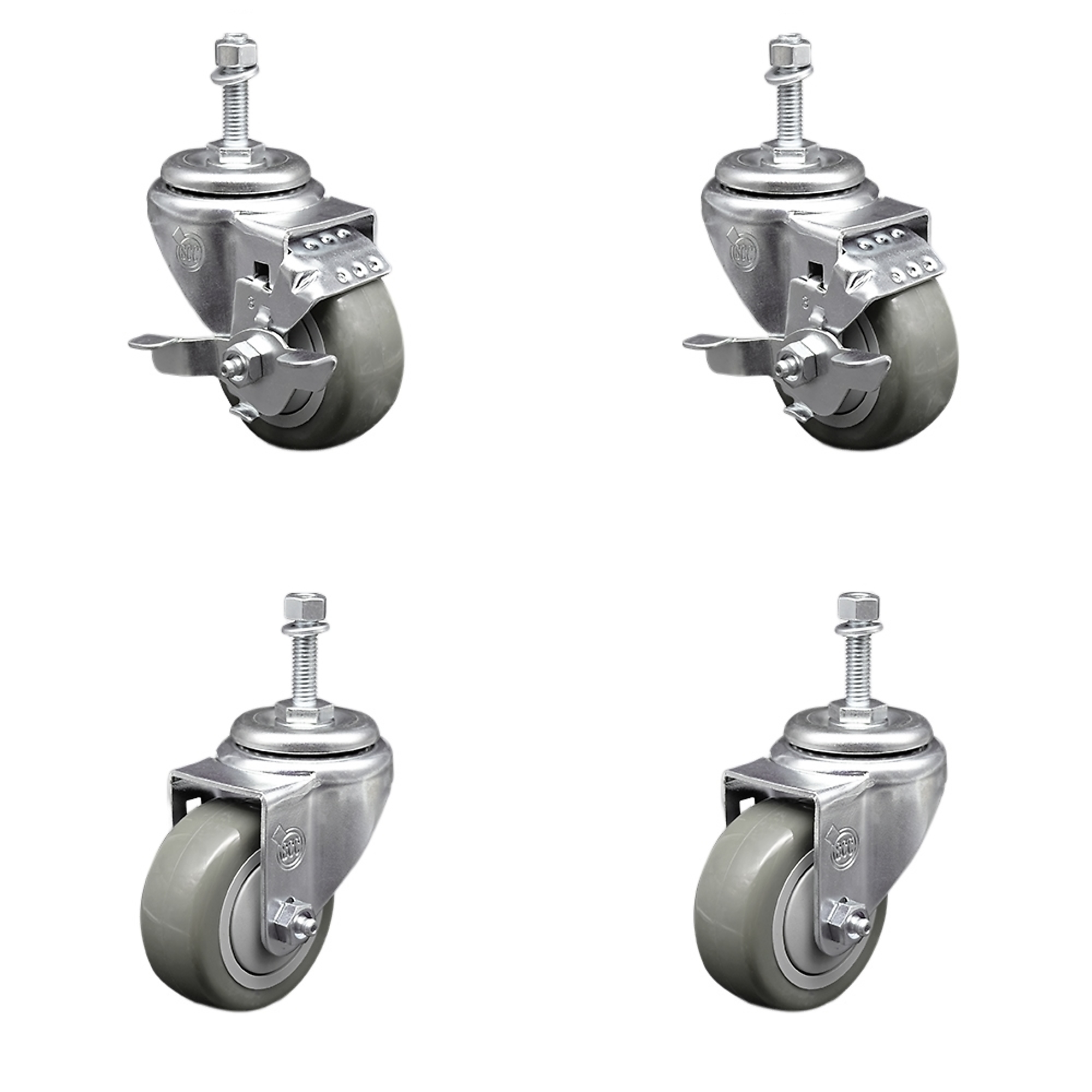 Service Caster, 3 1/2Inch x 1 1/4Inch Stem Casters, Wheel Diameter 3.5 in, Caster Type Swivel, Package (qty.) 4, Model SCC-SSTS20S3514-PPUB-TLB-381615