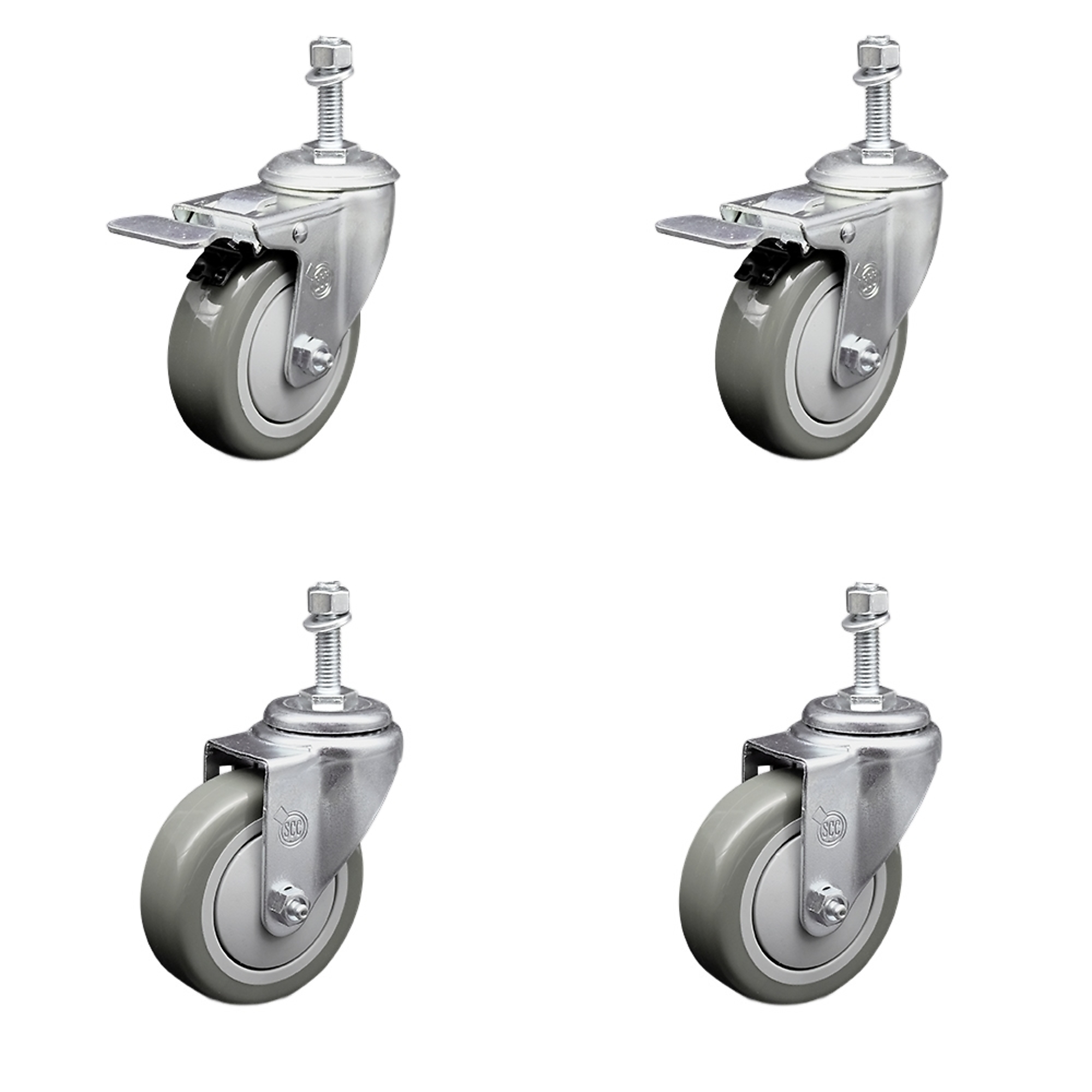 Service Caster, 4Inch x 1 1/4Inch Stem Casters, Wheel Diameter 4 in, Caster Type Swivel, Package (qty.) 4, Model SCC-SSTSTTL20S414-PPUB-381615-2-S-2