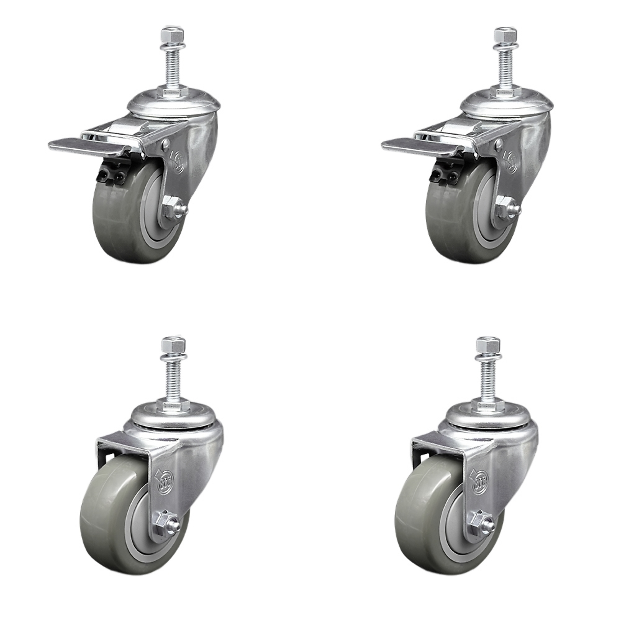 Service Caster, 3 1/2Inch x 1 1/4Inch Stem Casters, Wheel Diameter 3.5 in, Caster Type Swivel, Package (qty.) 4, Model SCC-SSTSTTL20S3514-PPUB-381615-