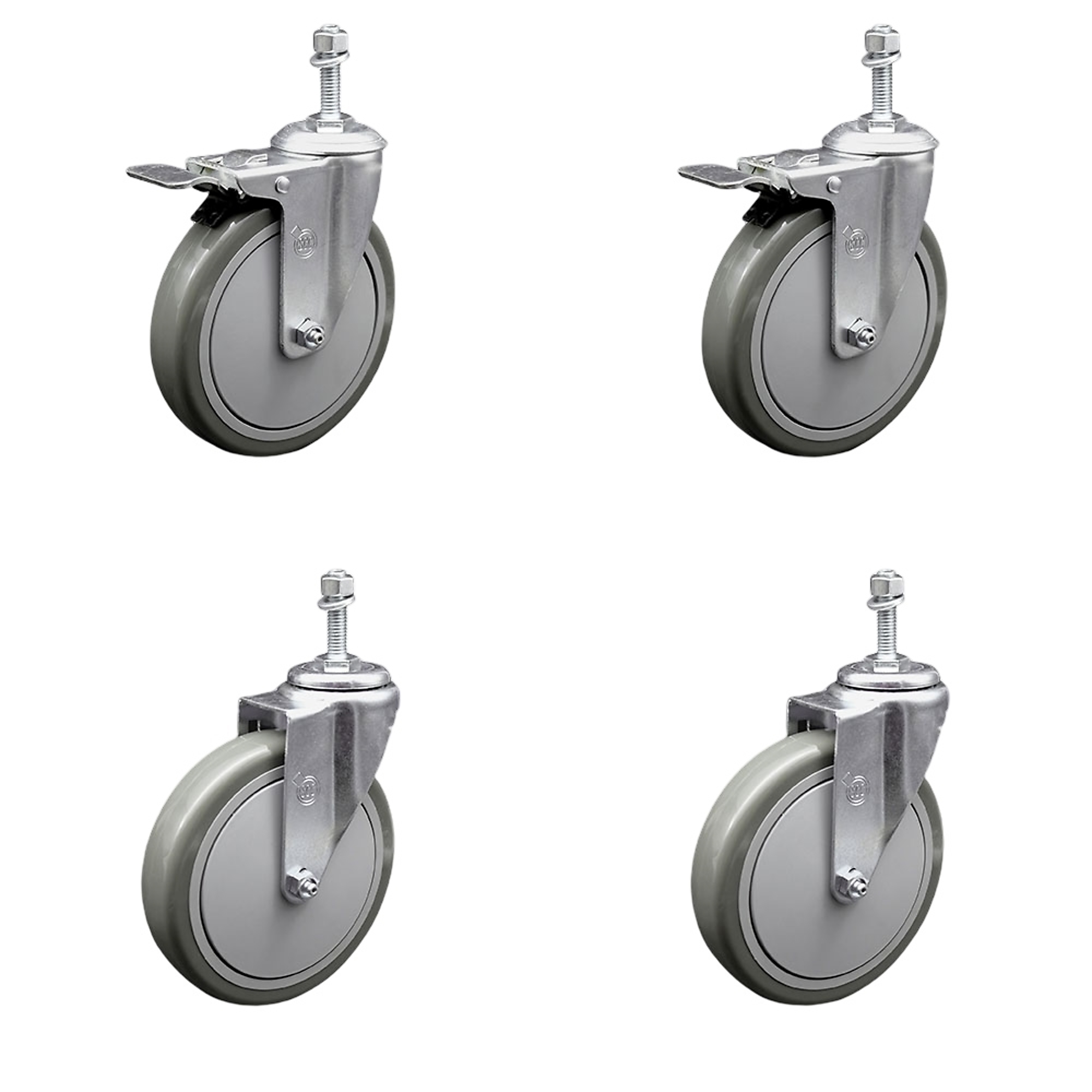 Service Caster, 6Inch x 1 1/4Inch Stem Casters, Wheel Diameter 6 in, Caster Type Swivel, Package (qty.) 4, Model SCC-TSTTL20S614-PPUB-M1015-2-S-2