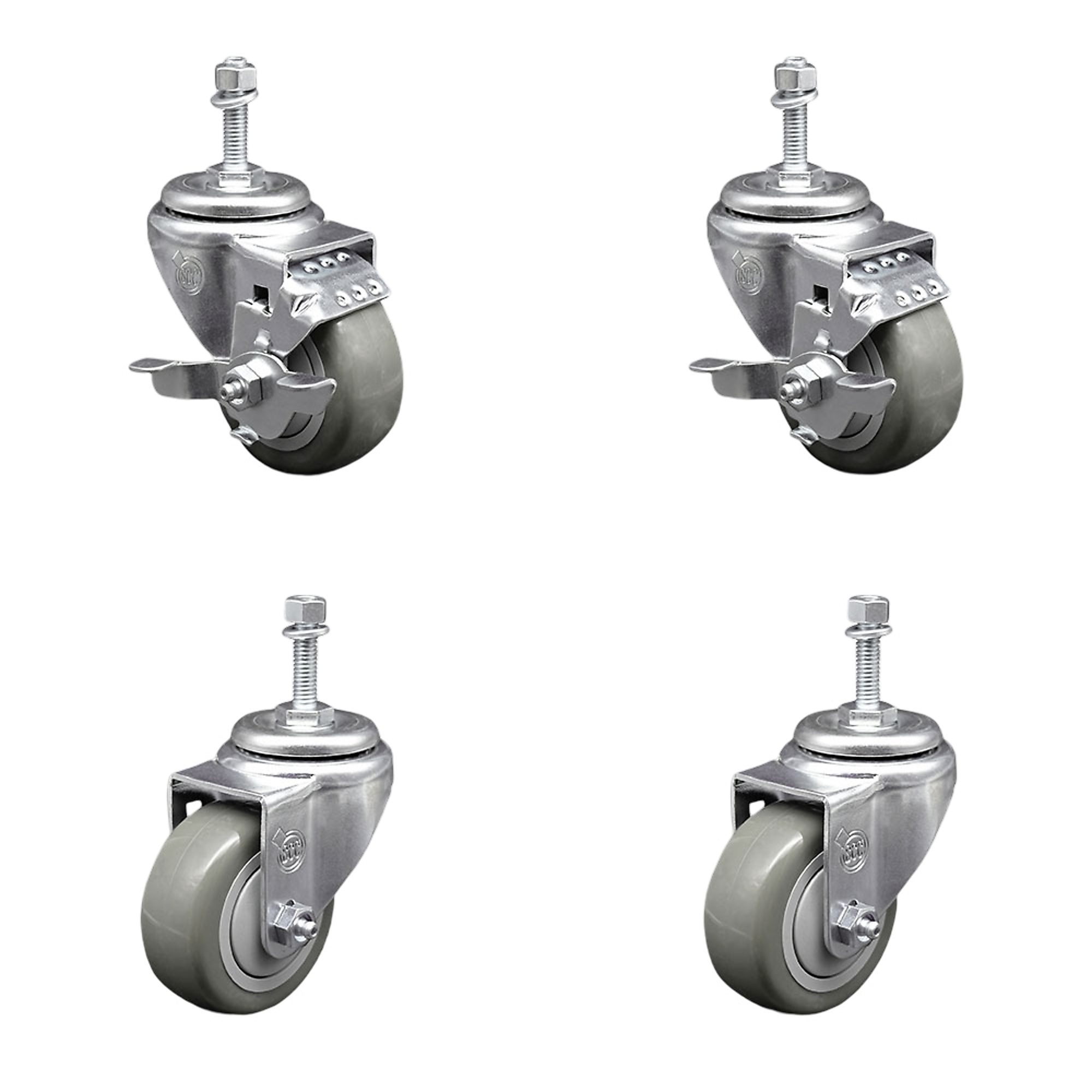 Service Caster, 3 1/2Inch x 1 1/4Inch Stem Casters, Wheel Diameter 3.5 in, Caster Type Swivel, Package (qty.) 4, Model SCC-TS20S3514-PPUB-TLB-M1015-2-