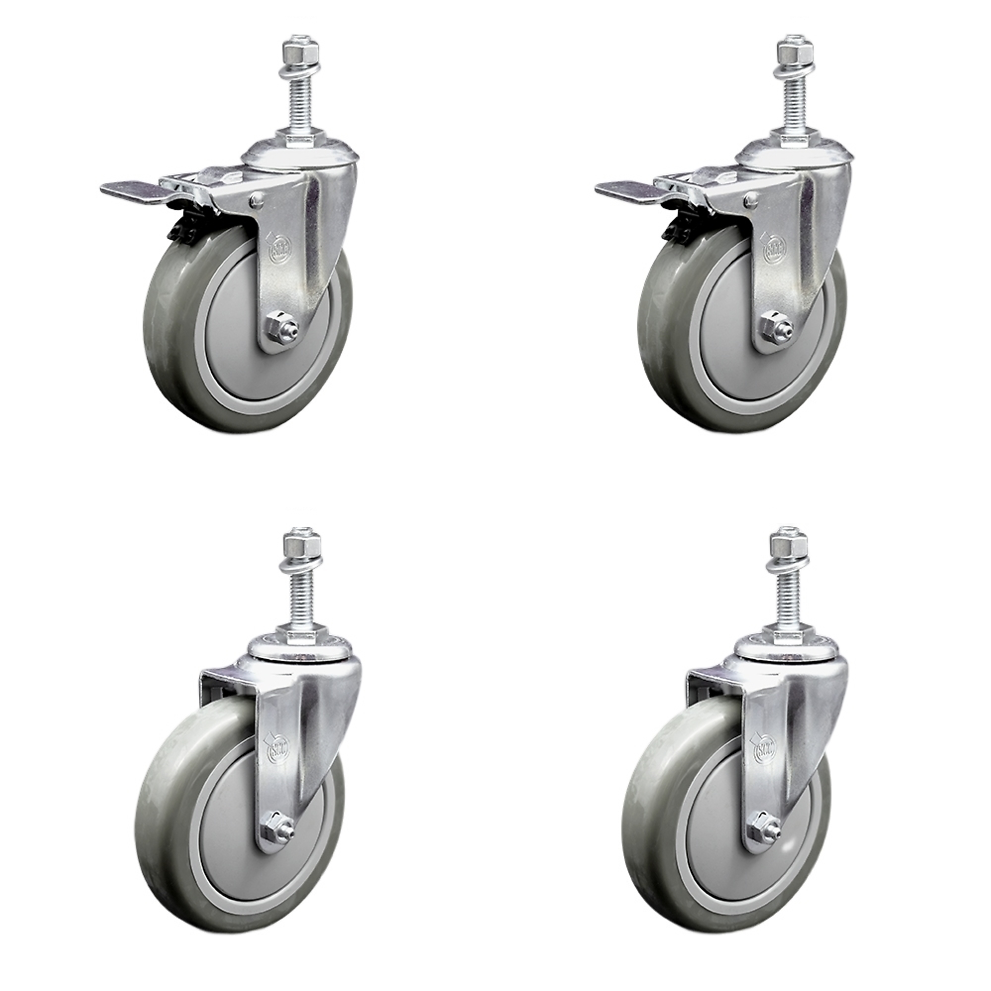 Service Caster, 5Inch x 1 1/4Inch Stem Casters, Wheel Diameter 5 in, Caster Type Swivel, Package (qty.) 4, Model SCC-SSTSTTL20S514-PPUB-M1015-2-S-2