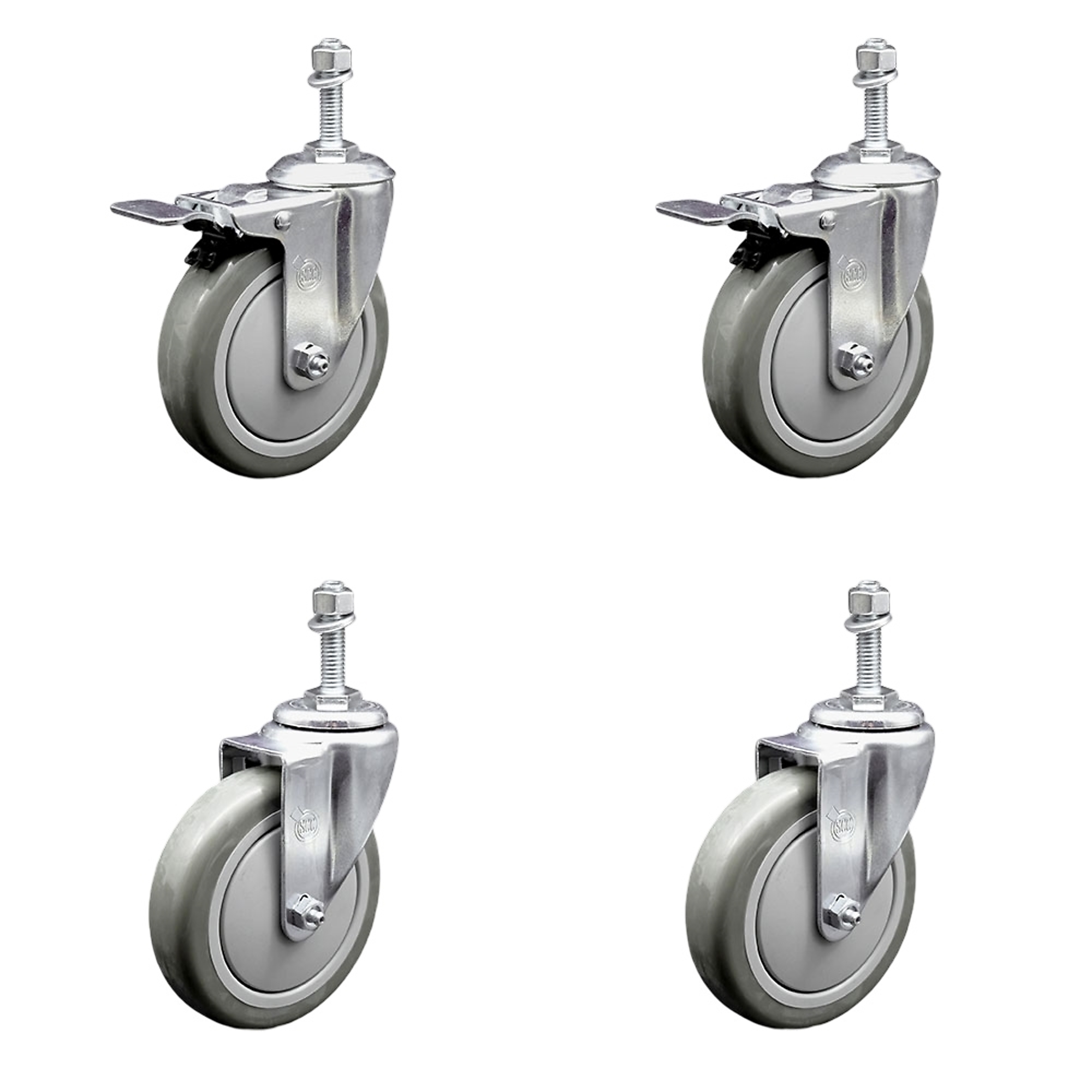 Service Caster, 5Inch x 1 1/4Inch Stem Casters, Wheel Diameter 5 in, Caster Type Swivel, Package (qty.) 4, Model SCC-TSTTL20S514-PPUB-M1015-2-S-2