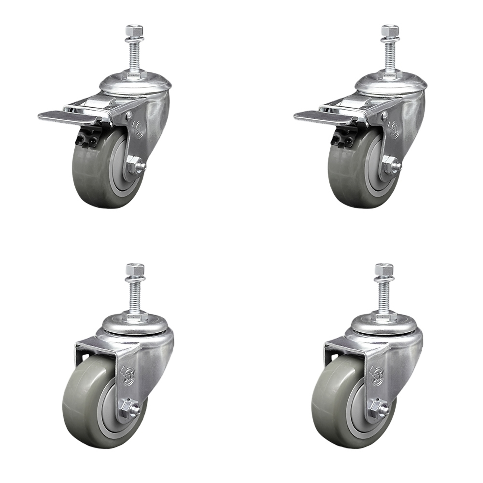 Service Caster, 3 1/2Inch x 1 1/4Inch Stem Casters, Wheel Diameter 3.5 in, Caster Type Swivel, Package (qty.) 4, Model SCC-TSTTL20S3514-PPUB-M1015-2-S