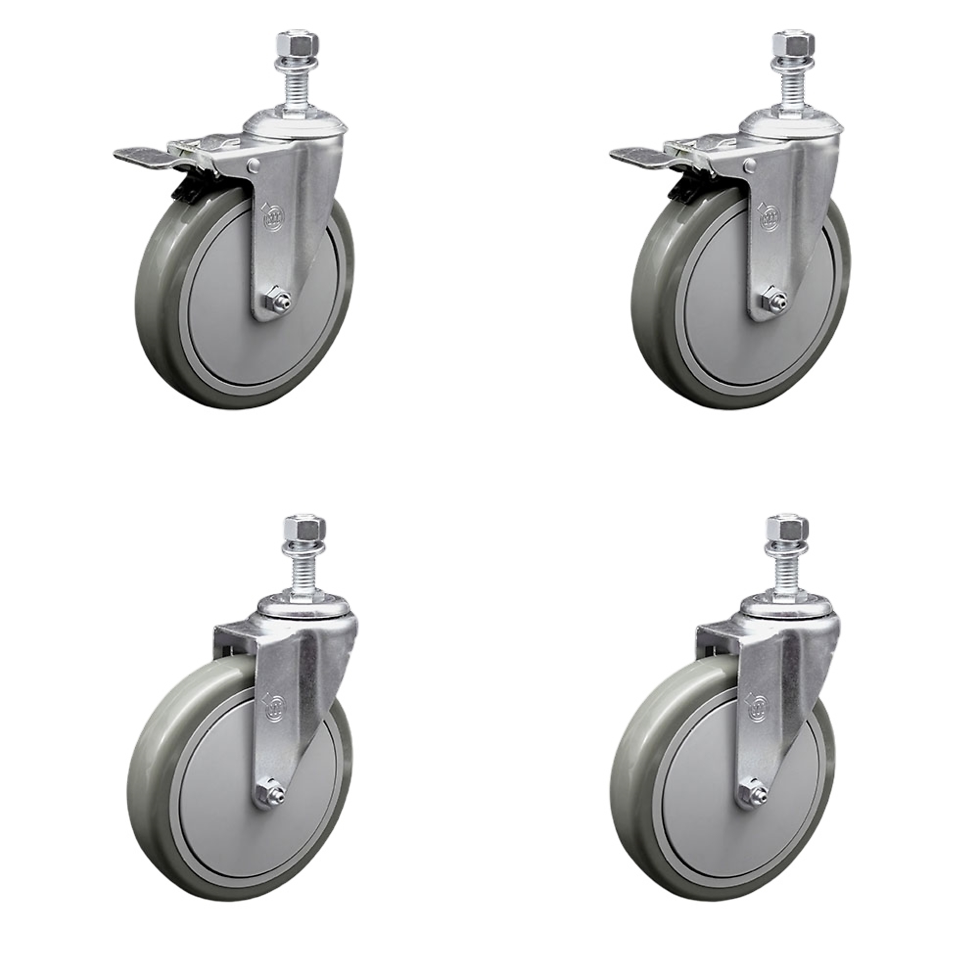 Service Caster, 6Inch x 1 1/4Inch Stem Casters, Wheel Diameter 6 in, Caster Type Swivel, Package (qty.) 4, Model SCC-TSTTL20S614-PPUB-M1215-2-S-2