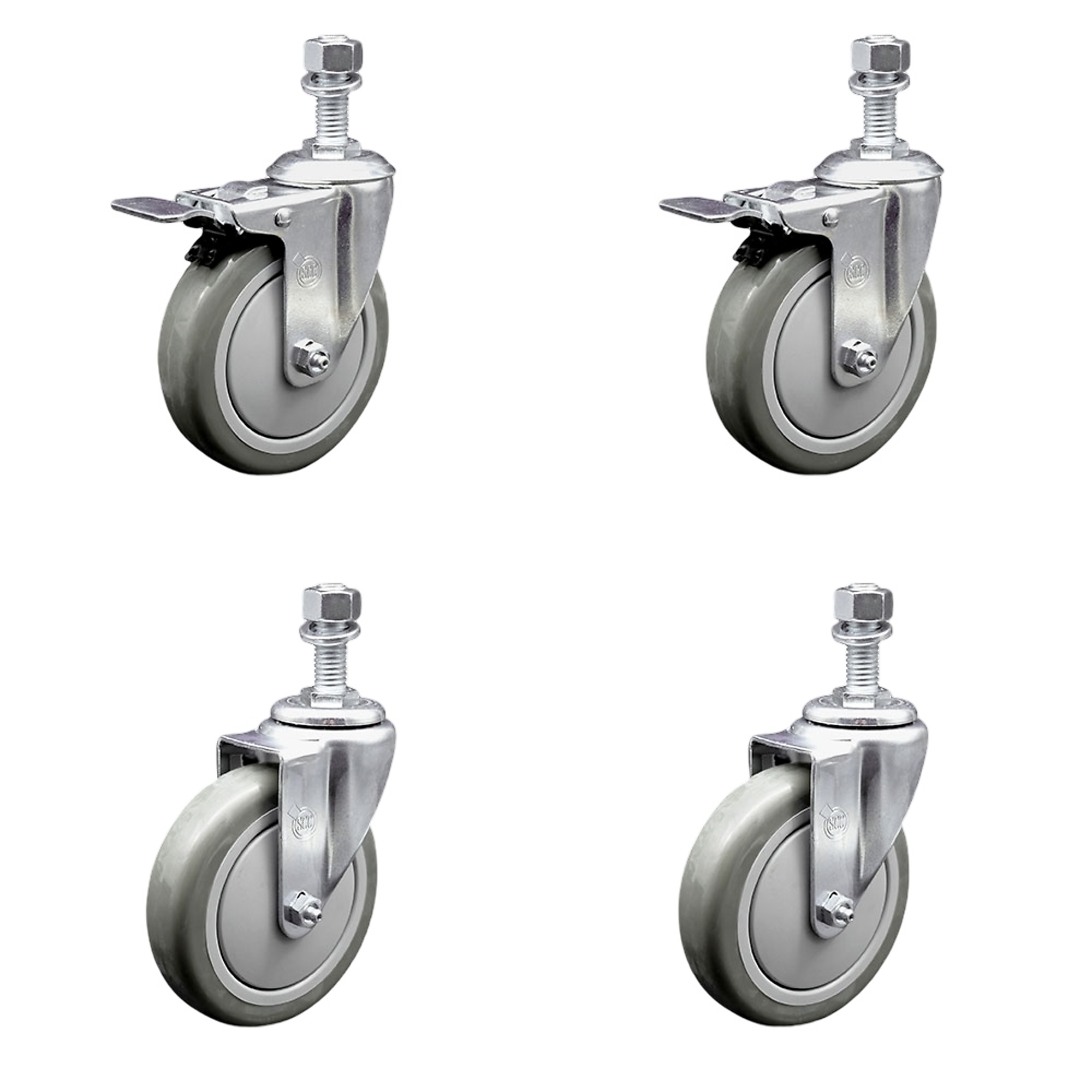 Service Caster, 5Inch x 1 1/4Inch Stem Casters, Wheel Diameter 5 in, Caster Type Swivel, Package (qty.) 4, Model SCC-TSTTL20S514-PPUB-M1215-2-S-2