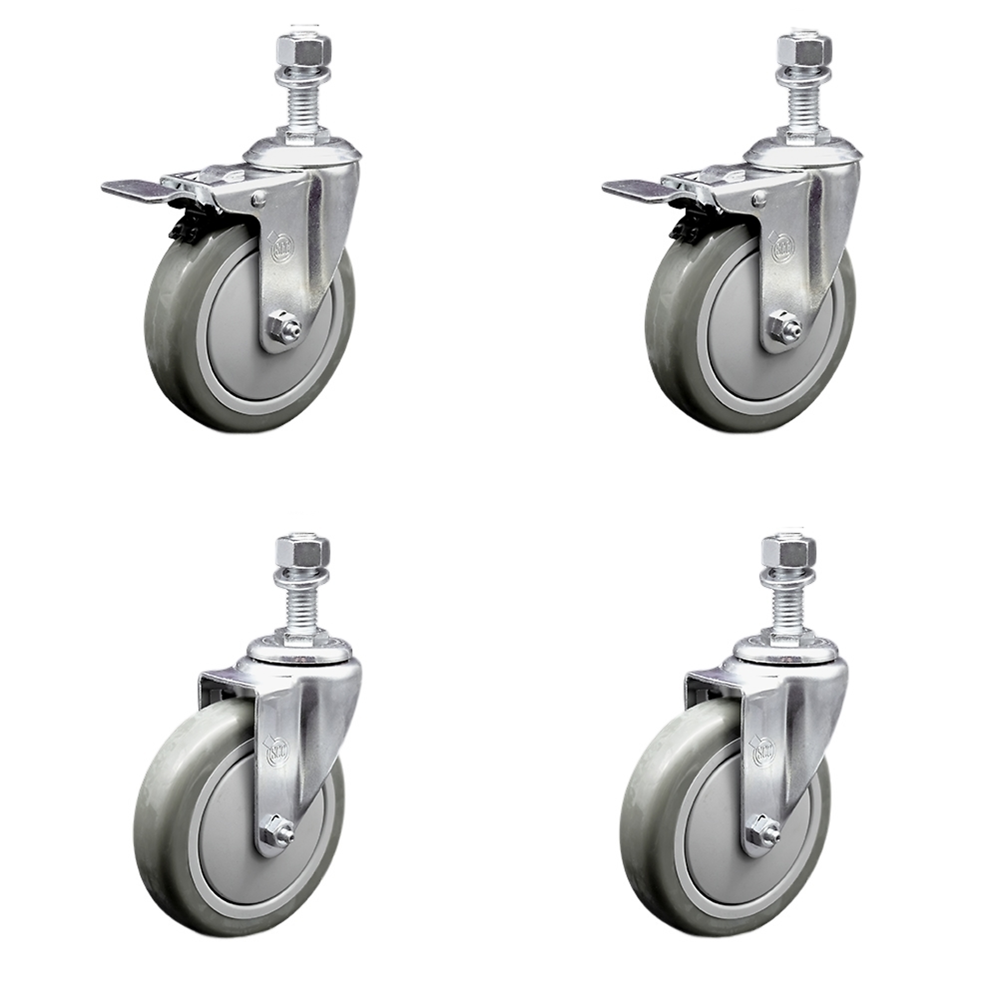 Service Caster, 5Inch x 1 1/4Inch Stem Casters, Wheel Diameter 5 in, Caster Type Swivel, Package (qty.) 4, Model SCC-SSTSTTL20S514-PPUB-M1215-2-S-2