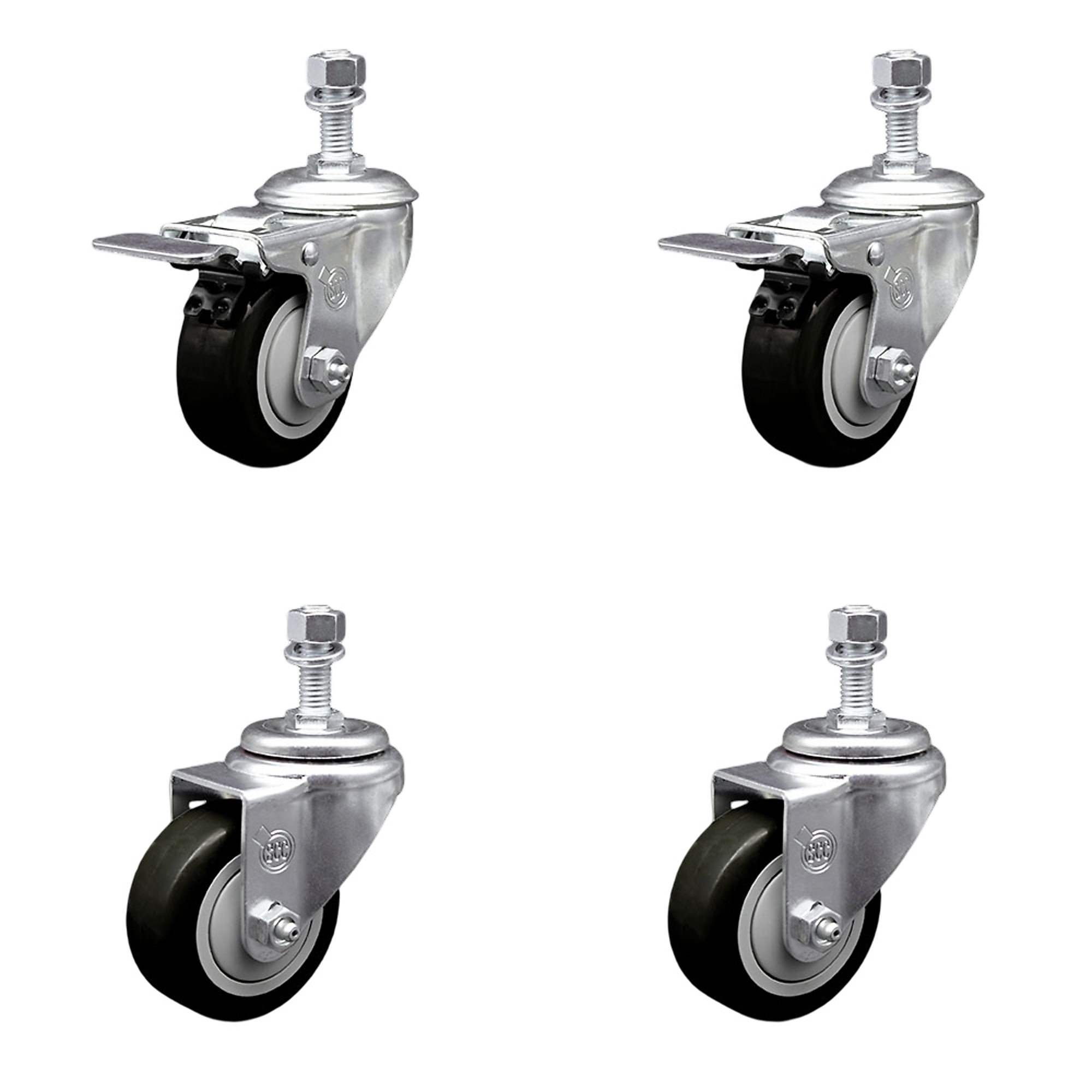 Service Caster, 3 1/2Inch x 1 1/4Inch Stem Casters, Wheel Diameter 3.5 in, Caster Type Swivel, Package (qty.) 4, Model SCC-TSTTL20S3514-PPUB-BLUE-