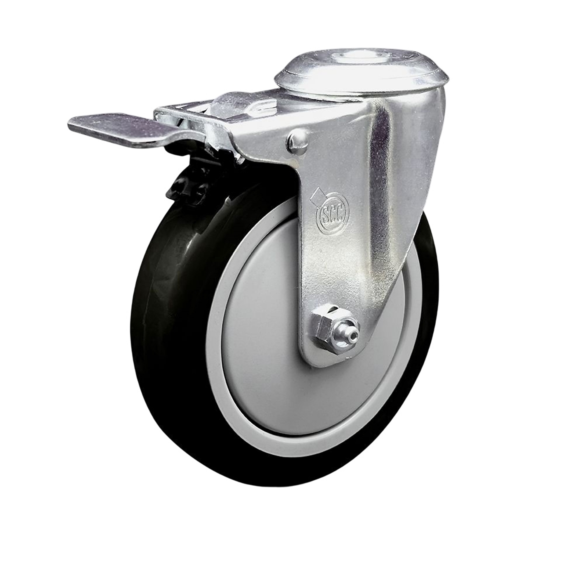 Service Caster, 5Inch x 1 1/4Inch Stem Caster, Wheel Diameter 5 in, Caster Type Swivel, Package (qty.) 1, Model SCC-BHTTL20S514-PPUB-BLK