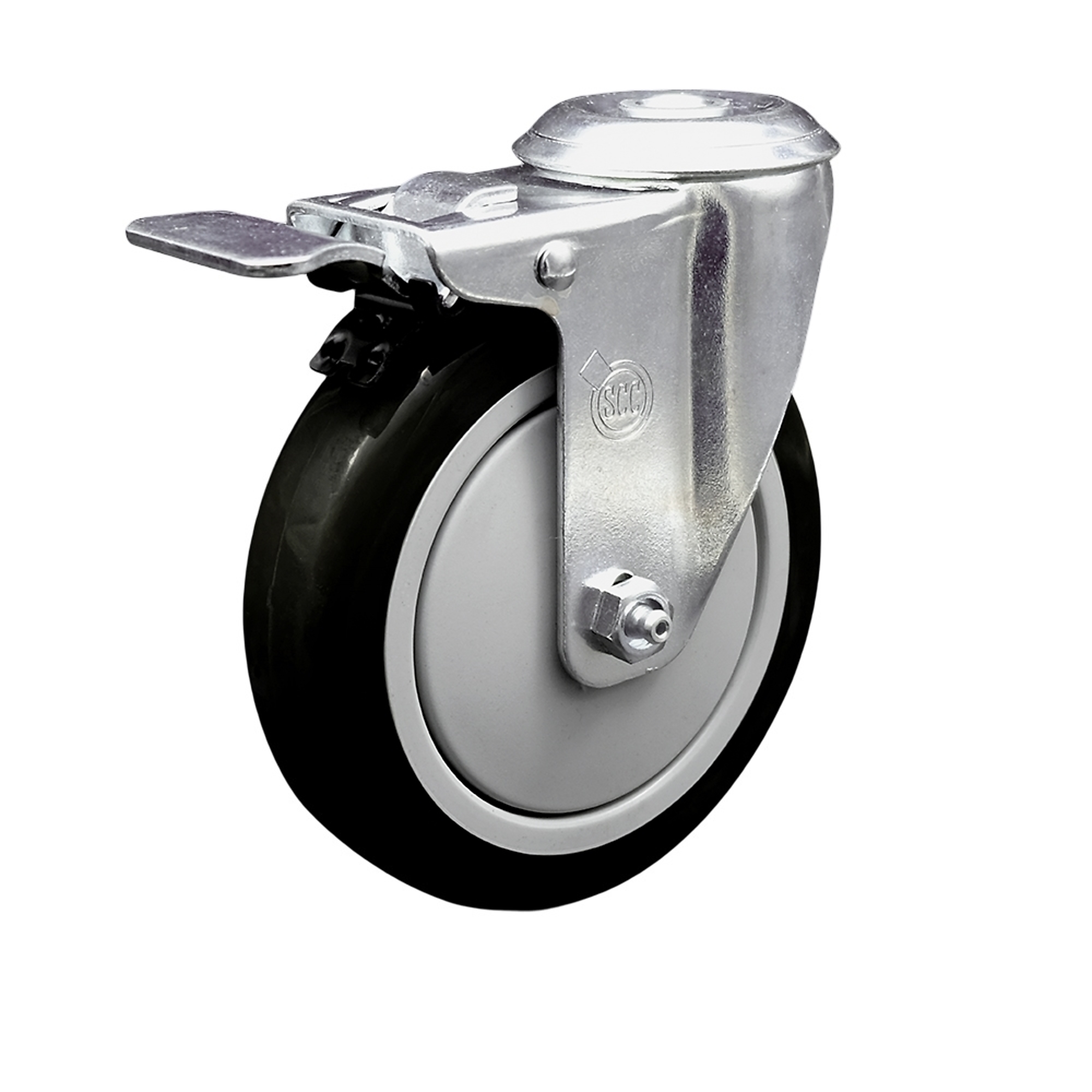 Service Caster, 5Inch x 1 1/4Inch Stem Caster, Wheel Diameter 5 in, Caster Type Swivel, Package (qty.) 1, Model SCC-SSBHTTL20S514-PPUB-BLK