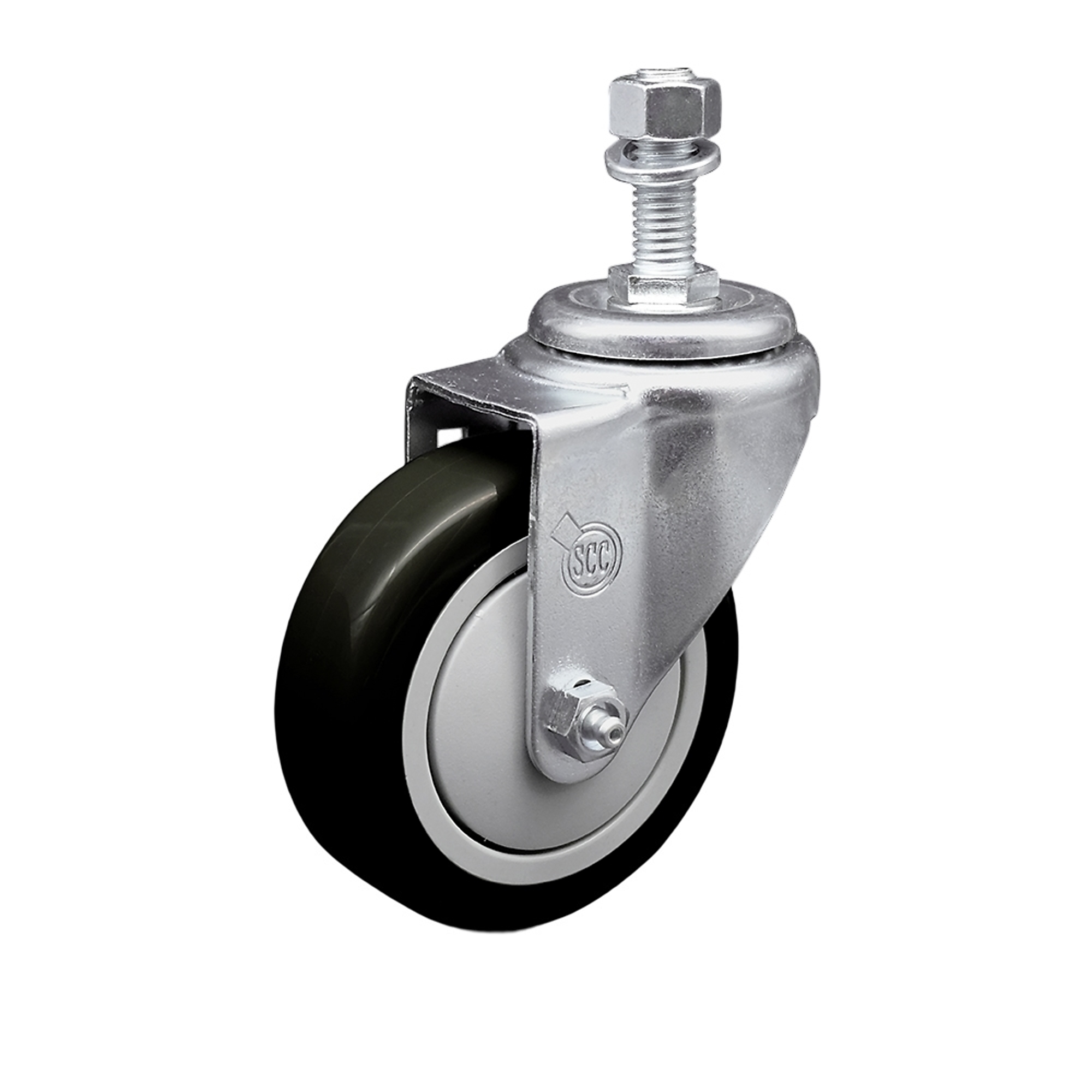 Service Caster, 4Inch x 1 1/4Inch Stem Caster, Wheel Diameter 4 in, Caster Type Swivel, Package (qty.) 1, Model SCC-TS20S414-PPUB-BLK-121315