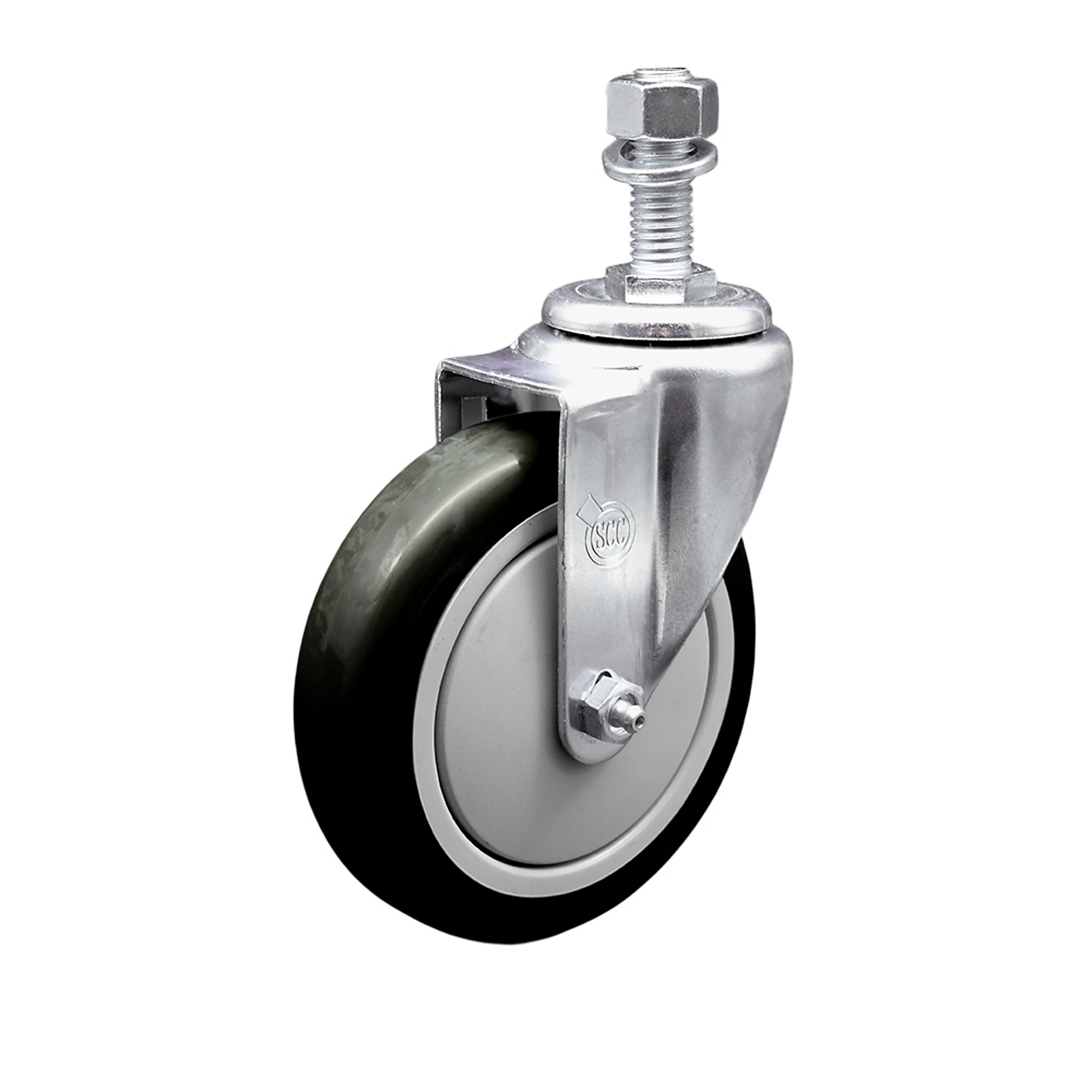 Service Caster, 5Inch x 1 1/4Inch Stem Caster, Wheel Diameter 5 in, Caster Type Swivel, Package (qty.) 1, Model SCC-TS20S514-PPUB-BLK-121315