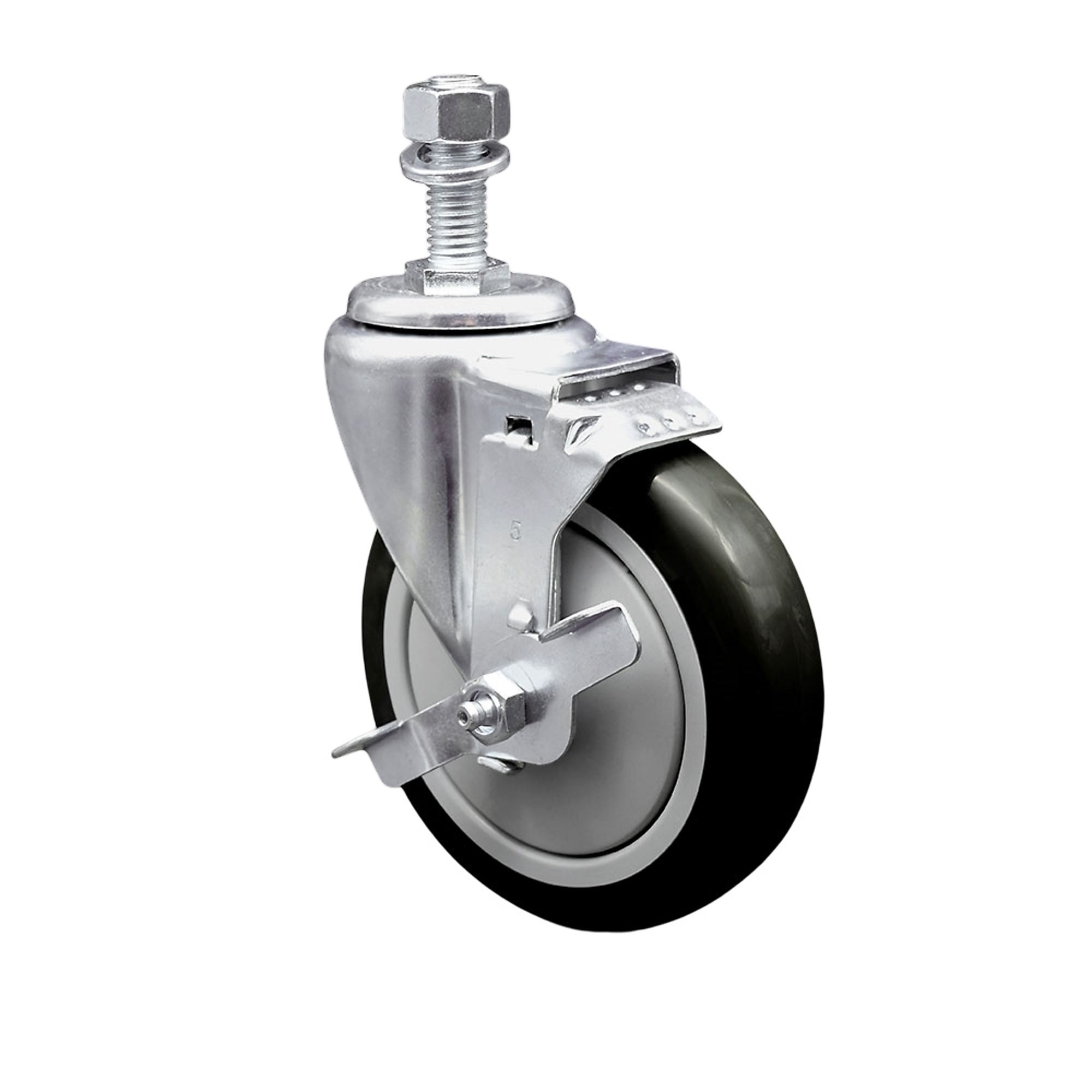 Service Caster, 5Inch x 1 1/4Inch Stem Caster, Wheel Diameter 5 in, Caster Type Swivel, Package (qty.) 1, Model SCC-SSTS20S514-PPUB-BLK-TLB-121315