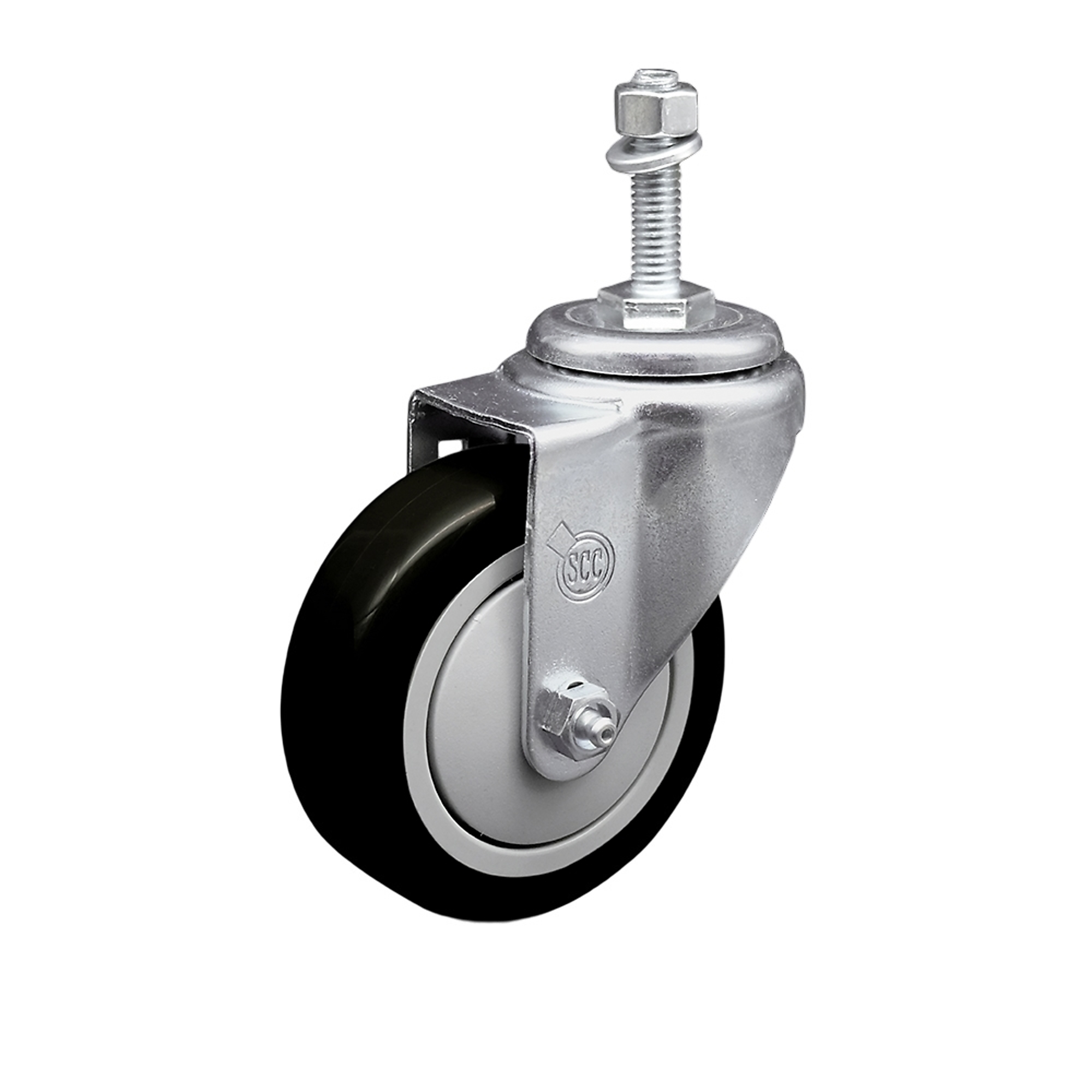 Service Caster, 4Inch x 1 1/4Inch Stem Caster, Wheel Diameter 4 in, Caster Type Swivel, Package (qty.) 1, Model SCC-TS20S414-PPUB-BLK-381615