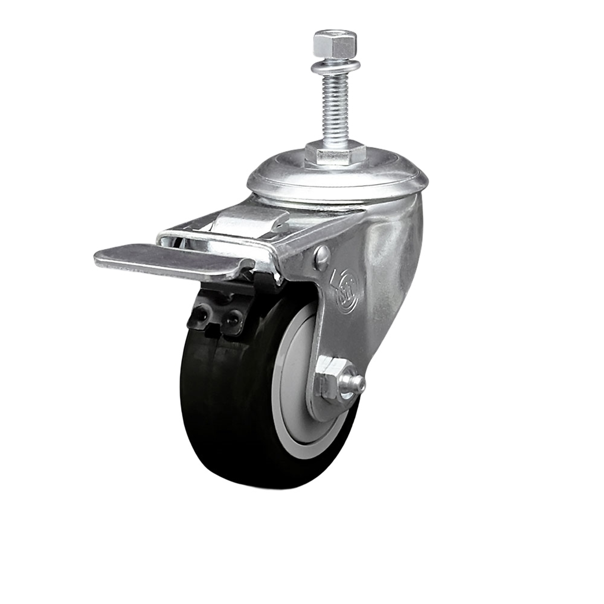 Service Caster, 3Inch x 1 1/4Inch Stem Caster, Wheel Diameter 3 in, Caster Type Swivel, Package (qty.) 1, Model SCC-TSTTL20S314-PPUB-BLK-381615