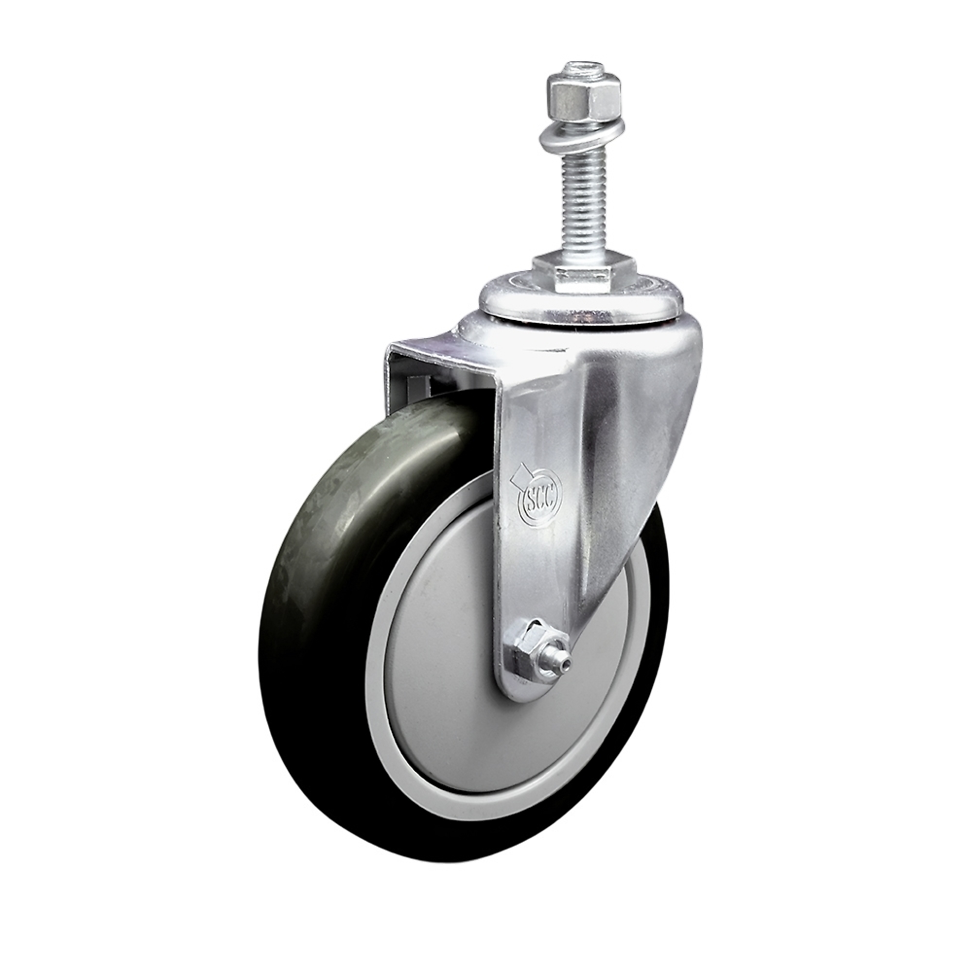 Service Caster, 5Inch x 1 1/4Inch Stem Caster, Wheel Diameter 5 in, Caster Type Swivel, Package (qty.) 1, Model SCC-SSTS20S514-PPUB-BLK-381615