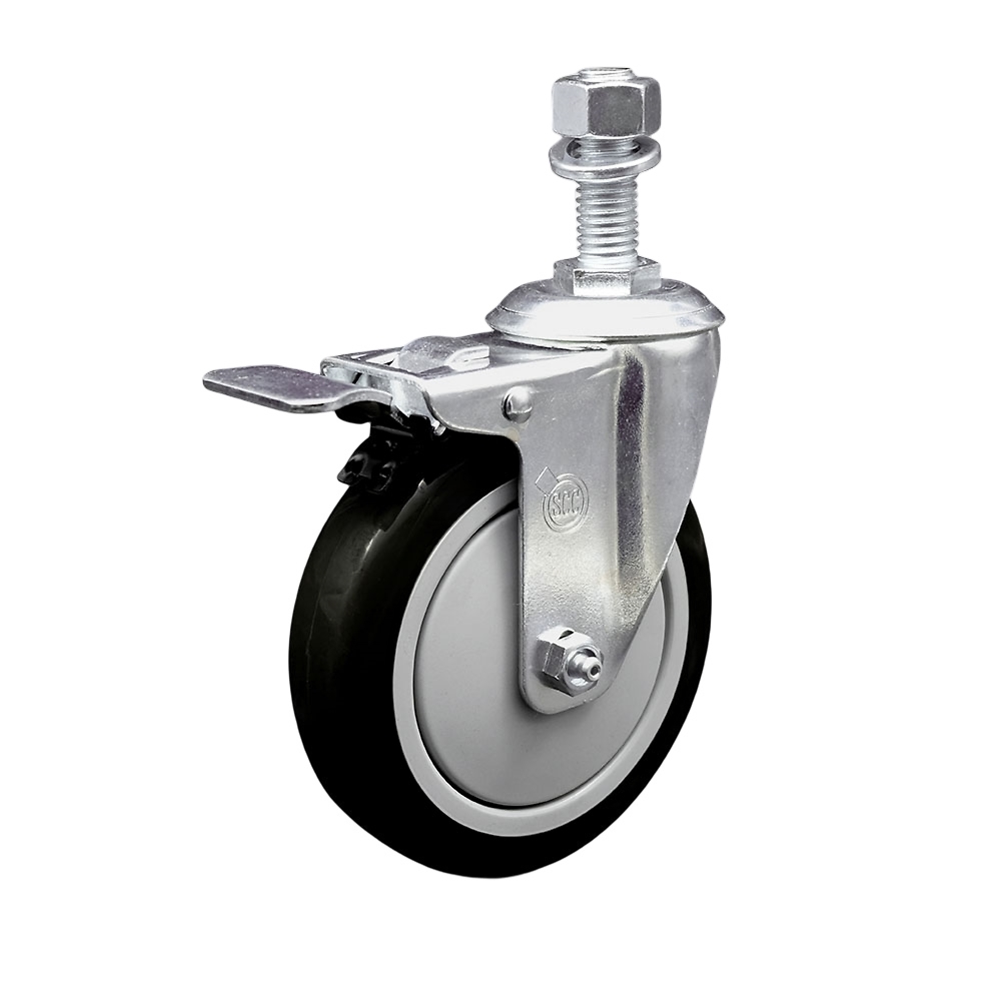 Service Caster, 5Inch x 1 1/4Inch Stem Caster, Wheel Diameter 5 in, Caster Type Swivel, Package (qty.) 1, Model SCC-SSTSTTL20S514-PPUB-BLK-121315