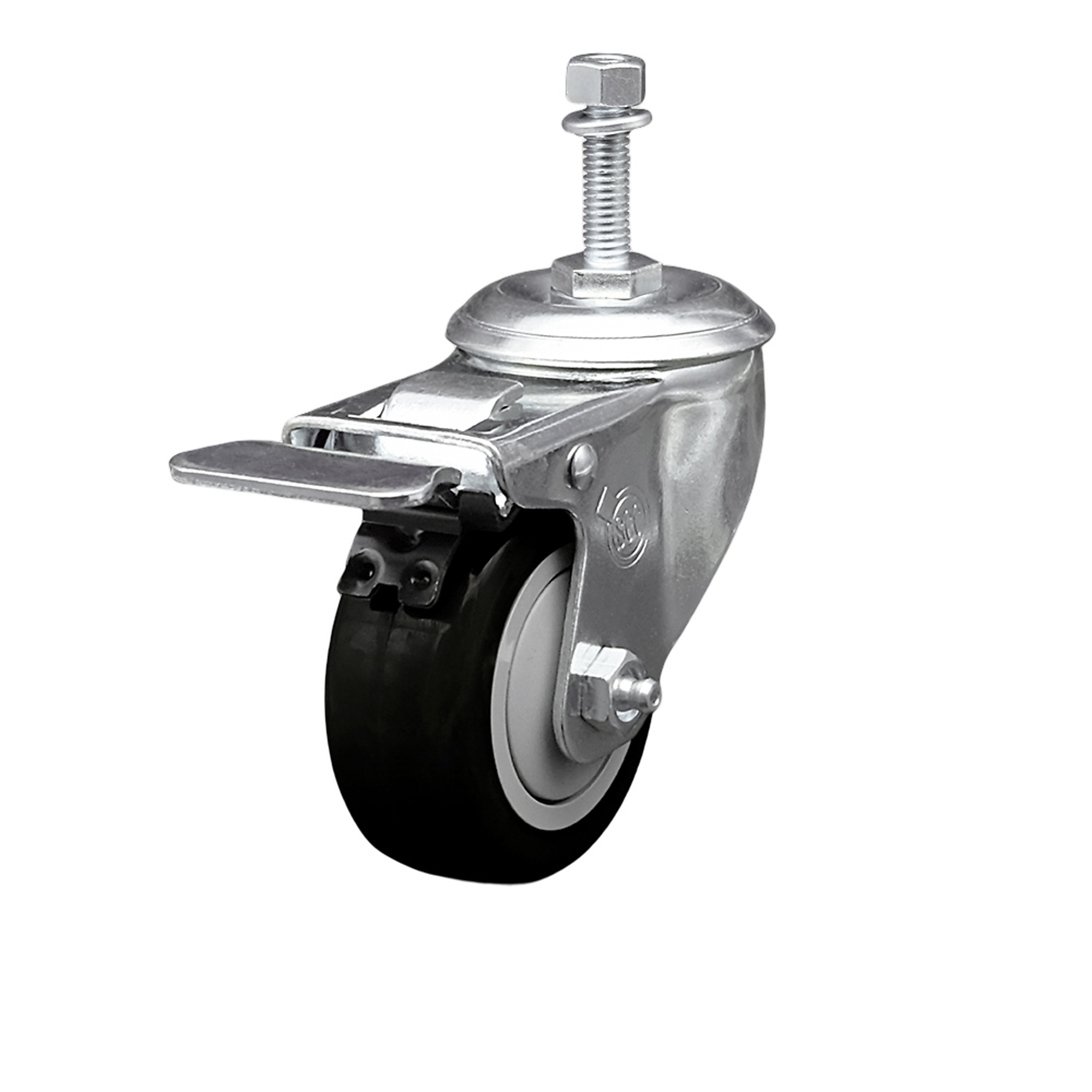 Service Caster, 3Inch x 1 1/4Inch Stem Caster, Wheel Diameter 3 in, Caster Type Swivel, Package (qty.) 1, Model SCC-SSTSTTL20S314-PPUB-BLK-381615