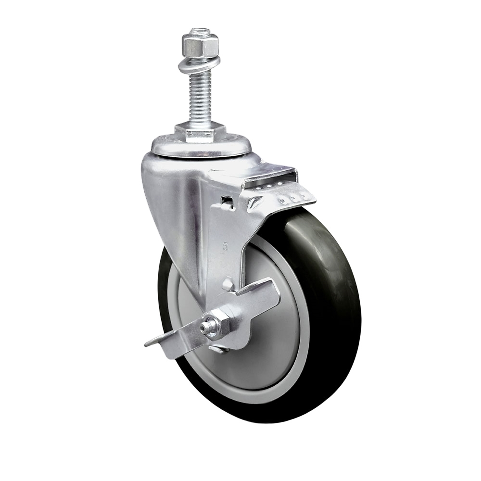 Service Caster, 5Inch x 1 1/4Inch Stem Caster, Wheel Diameter 5 in, Caster Type Swivel, Package (qty.) 1, Model SCC-TS20S514-PPUB-BLK-TLB-381615