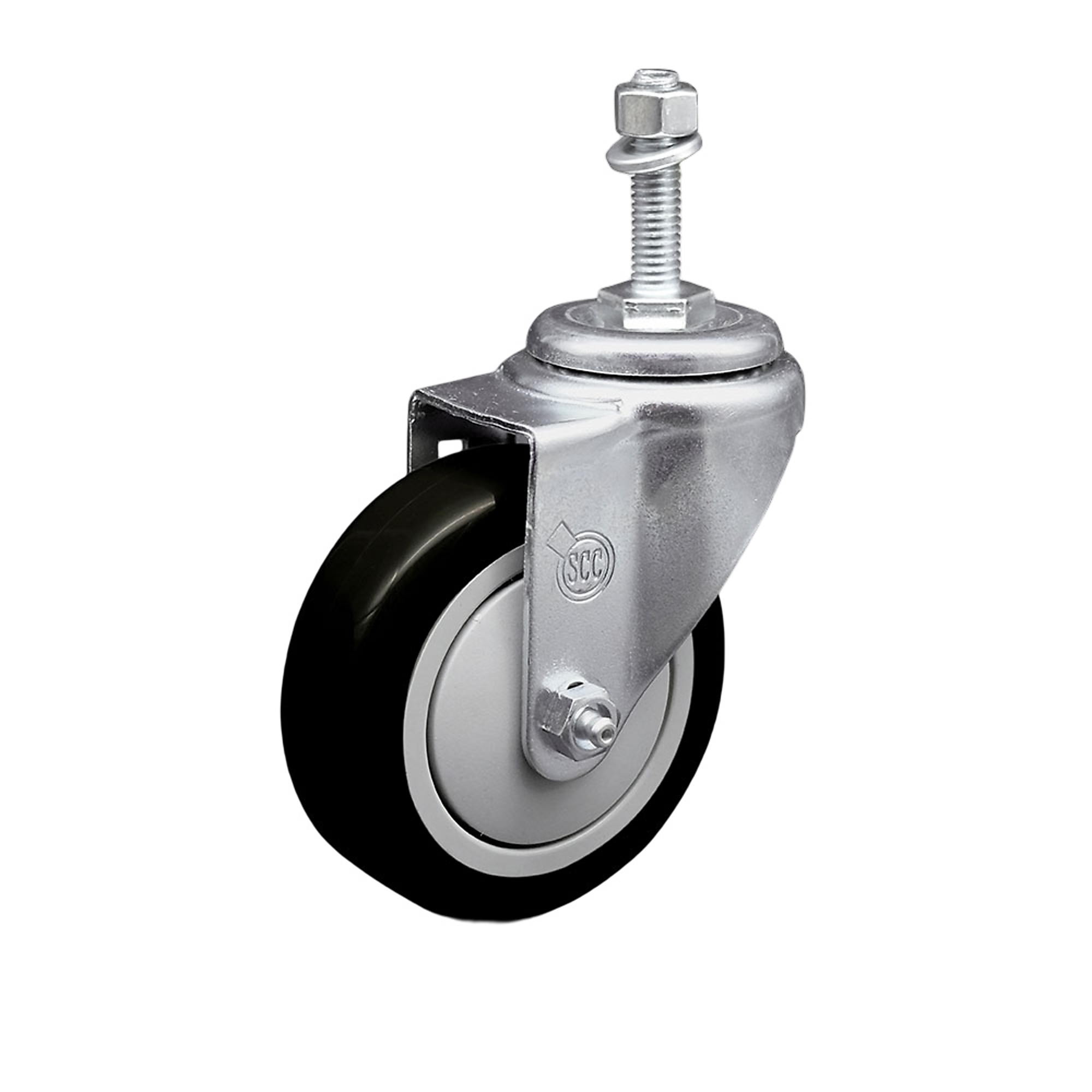 Service Caster, 4Inch x 1 1/4Inch Stem Caster, Wheel Diameter 4 in, Caster Type Swivel, Package (qty.) 1, Model SCC-SSTS20S414-PPUB-BLK-381615