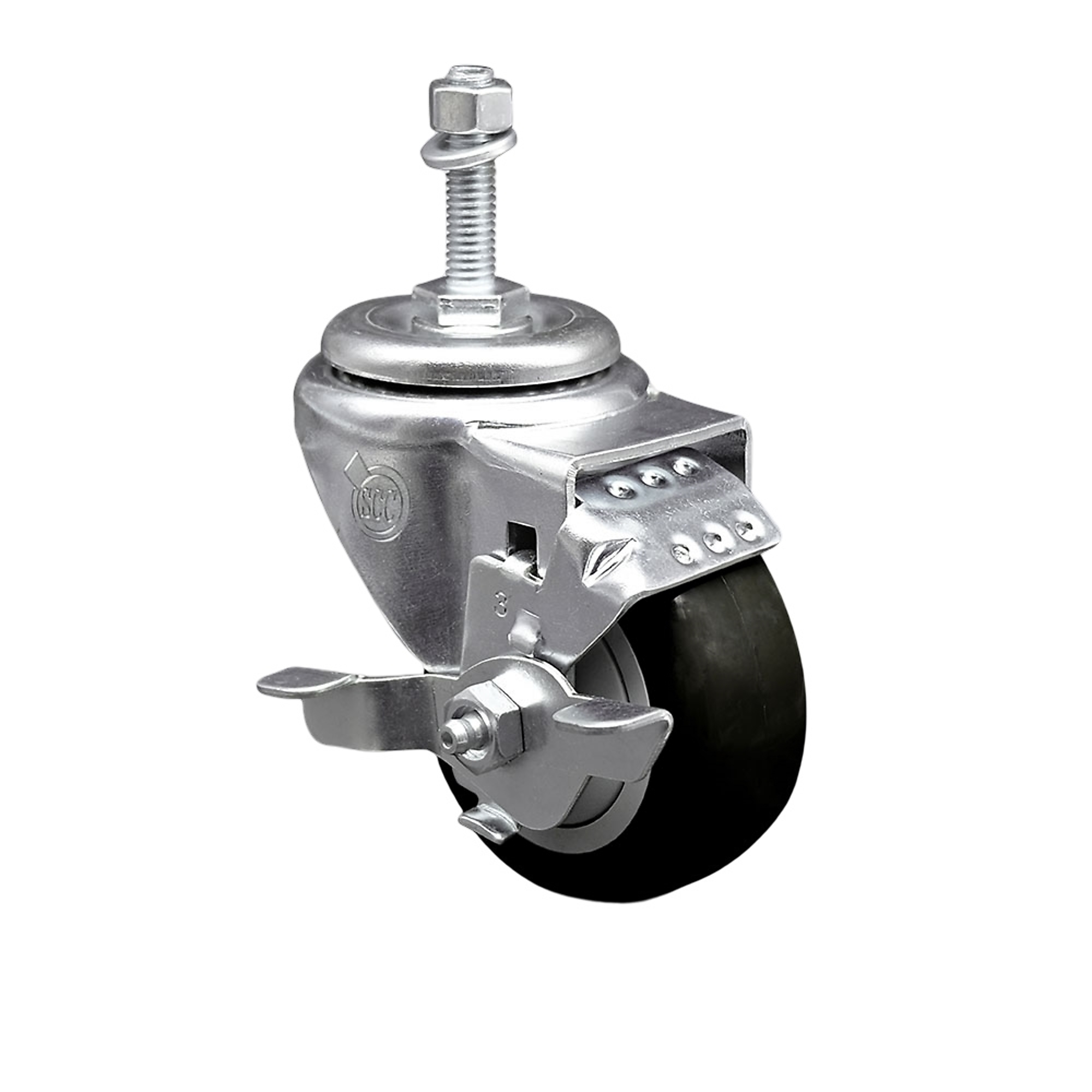 Service Caster, 3Inch x 1 1/4Inch Stem Caster, Wheel Diameter 3 in, Caster Type Swivel, Package (qty.) 1, Model SCC-SSTS20S314-PPUB-BLK-TLB-381615