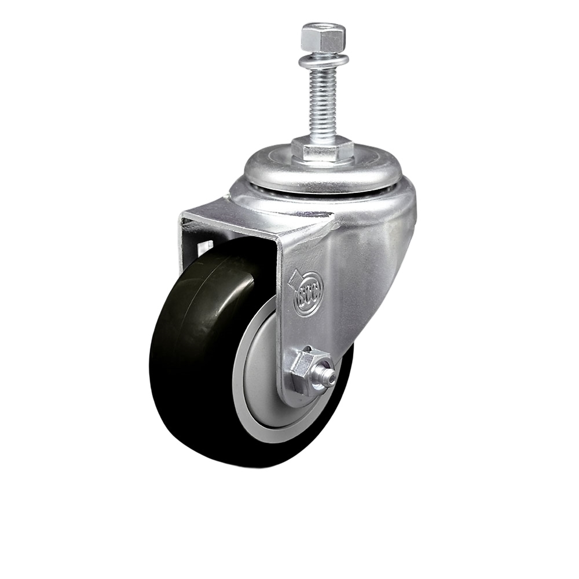 Service Caster, 3Inch x 1 1/4Inch Stem Caster, Wheel Diameter 3 in, Caster Type Swivel, Package (qty.) 1, Model SCC-SSTS20S314-PPUB-BLK-381615