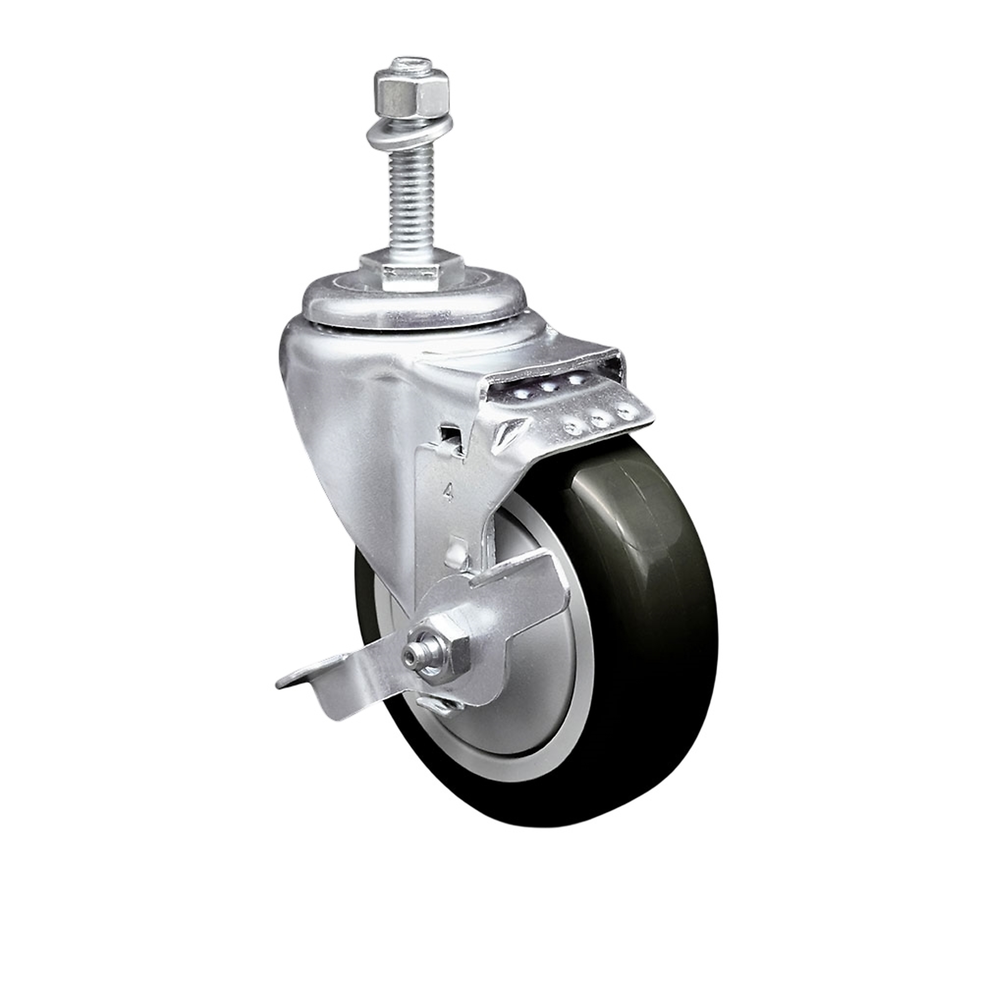 Service Caster, 4Inch x 1 1/4Inch Stem Caster, Wheel Diameter 4 in, Caster Type Swivel, Package (qty.) 1, Model SCC-SSTS20S414-PPUB-BLK-TLB-381615