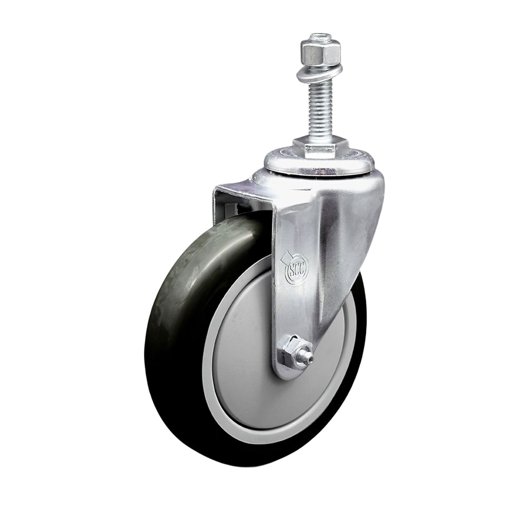 Service Caster, 5Inch x 1 1/4Inch Stem Caster, Wheel Diameter 5 in, Caster Type Swivel, Package (qty.) 1, Model SCC-TS20S514-PPUB-BLK-M1015